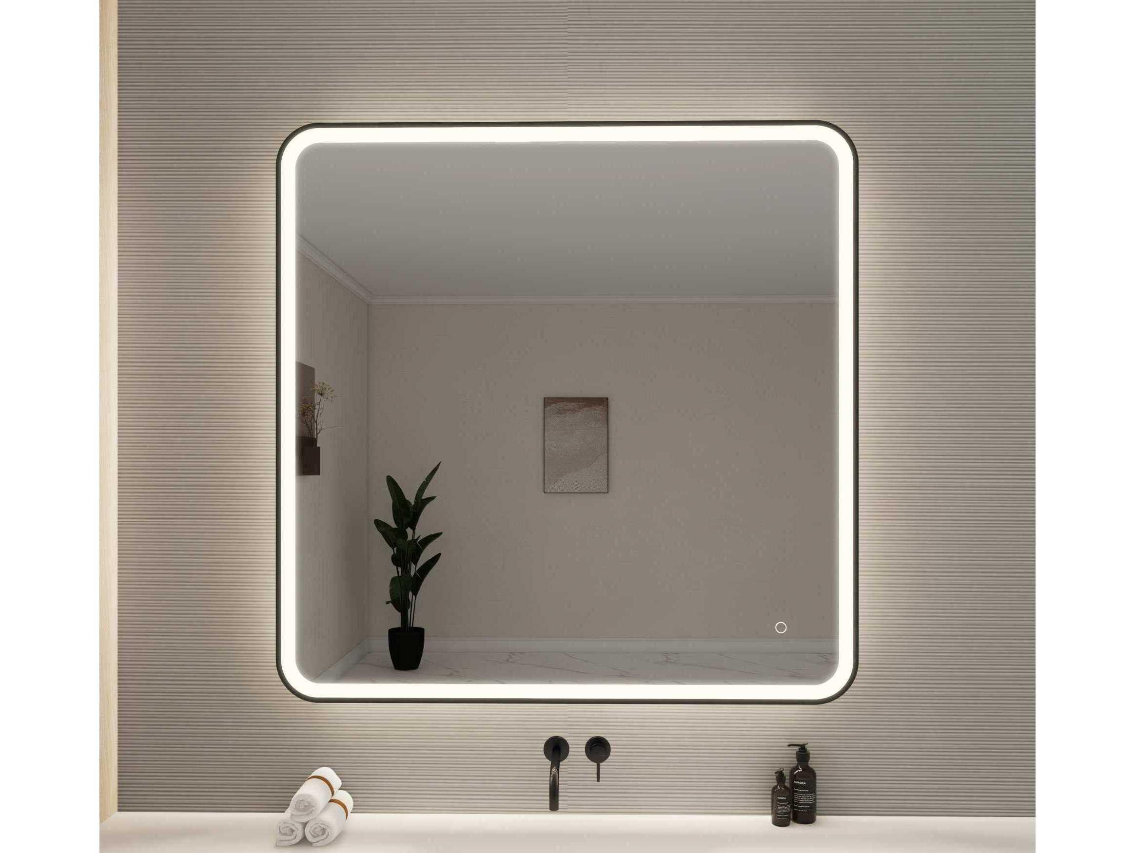 Elegant Lighting Harmoni Black Square Wall Mirror