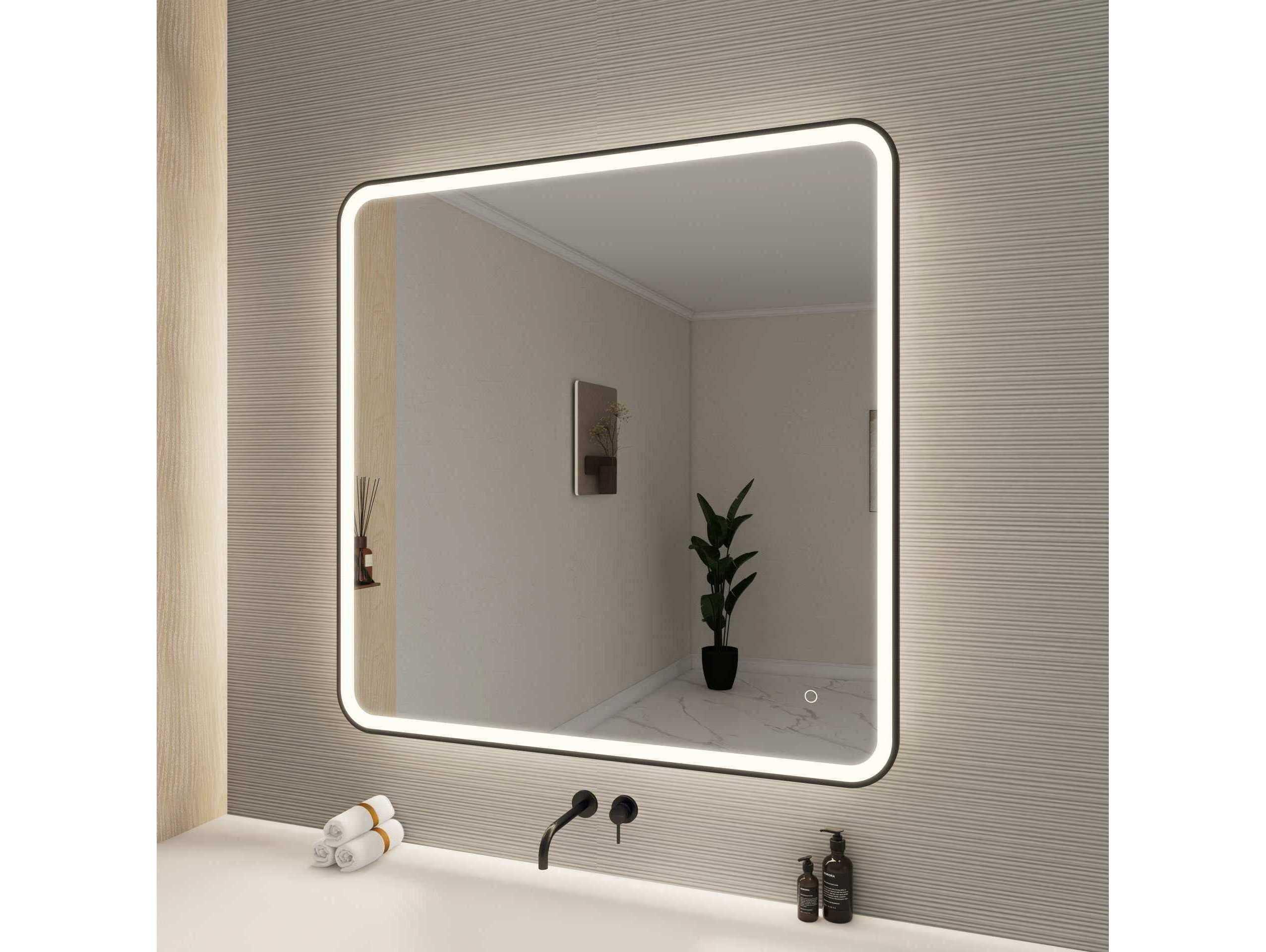 Elegant Lighting Harmoni Black Square Wall Mirror