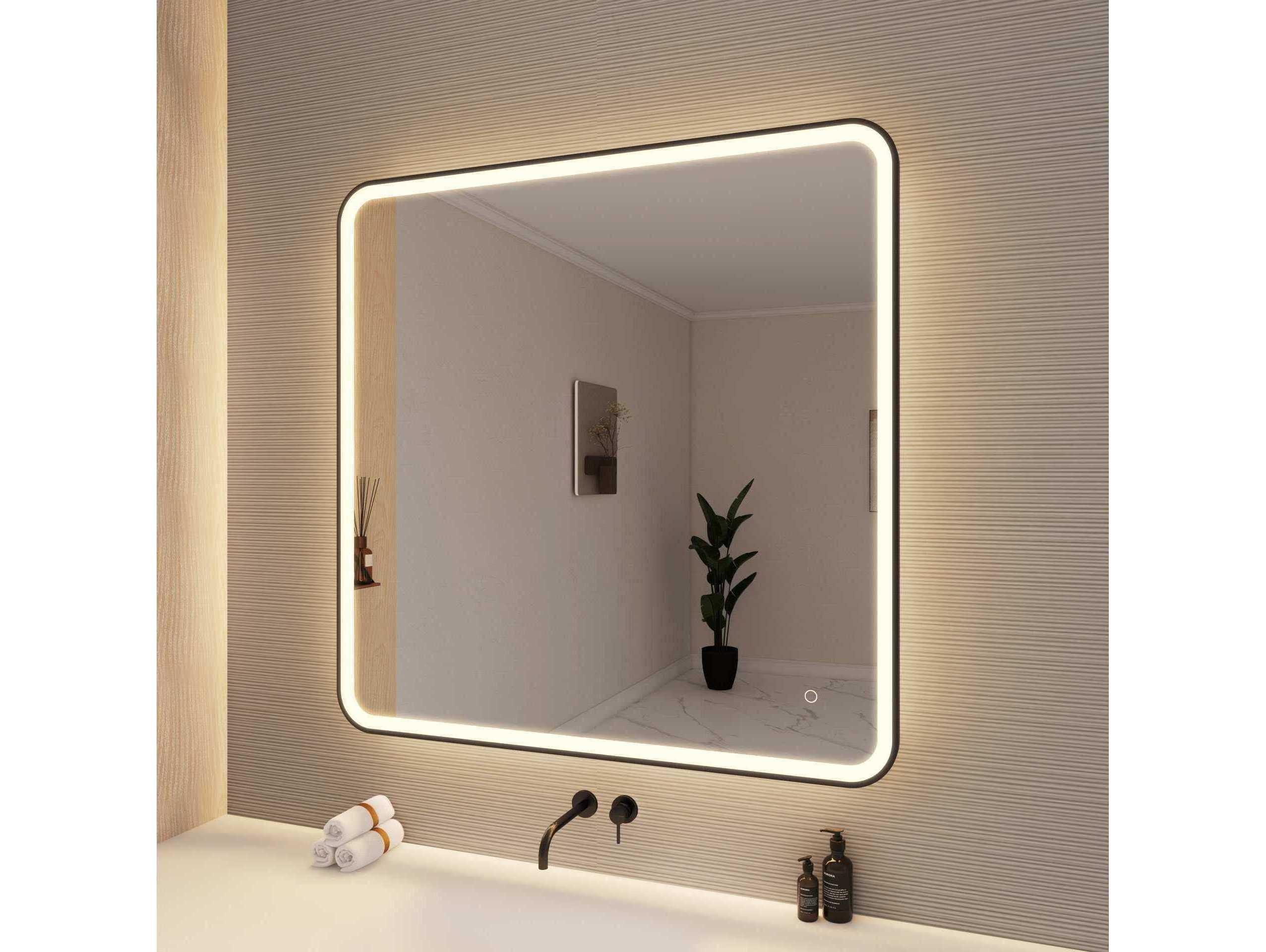 Elegant Lighting Harmoni Black Square Wall Mirror