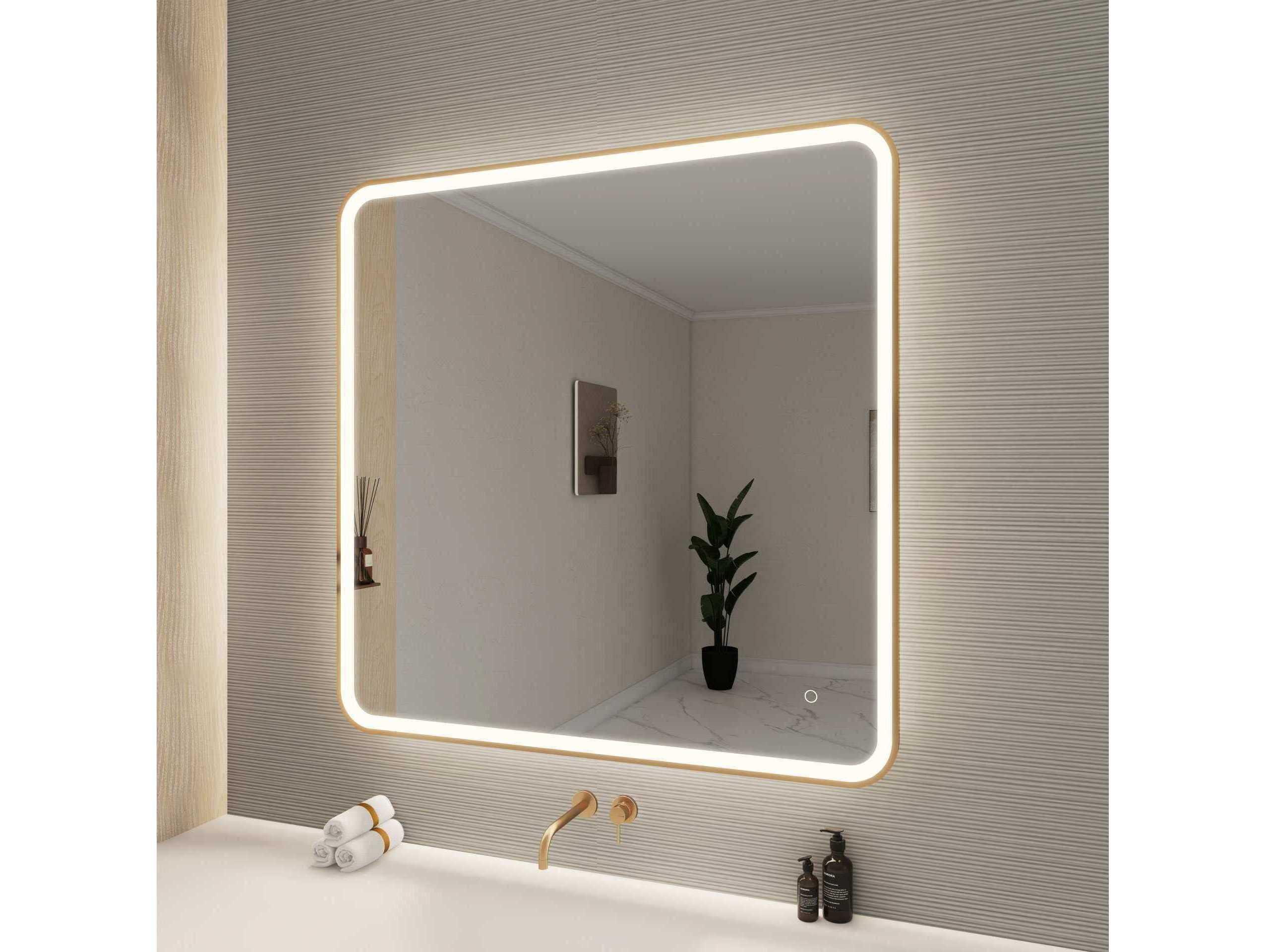 Elegant Lighting Harmoni Satin Gold Square Wall Mirror