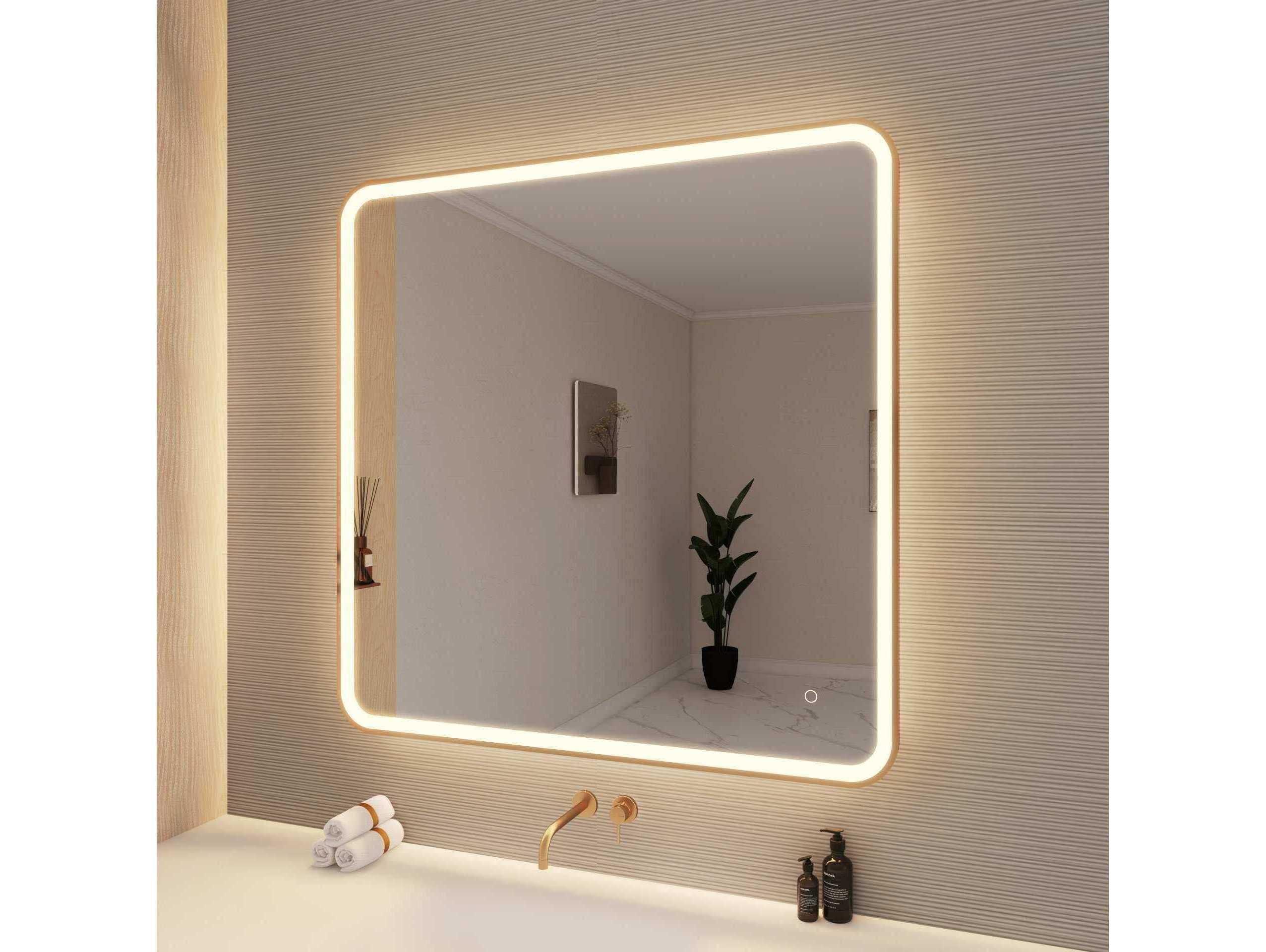 Elegant Lighting Harmoni Satin Gold Square Wall Mirror