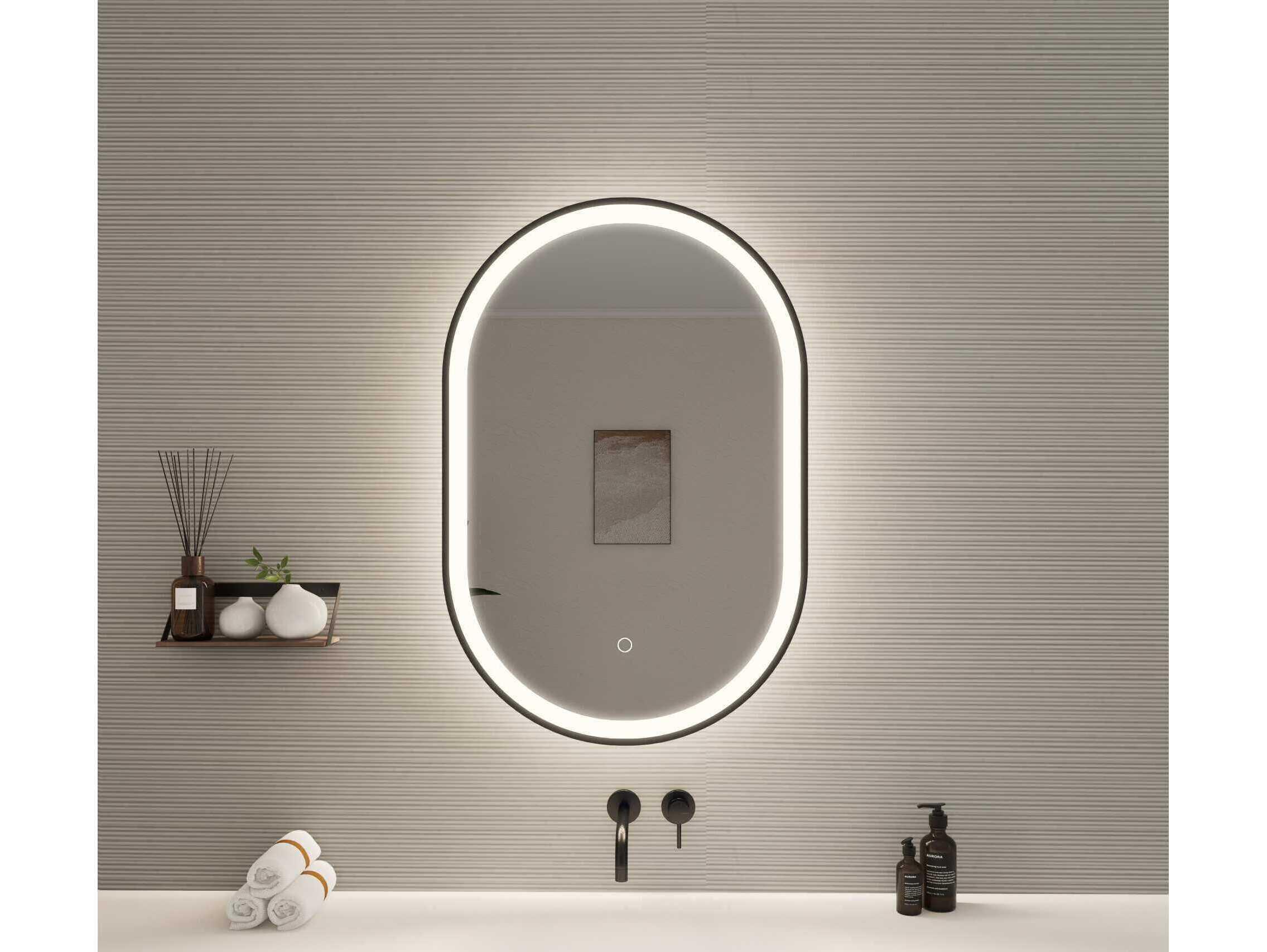 Elegant Lighting Harmoni Black Oval Wall Mirror