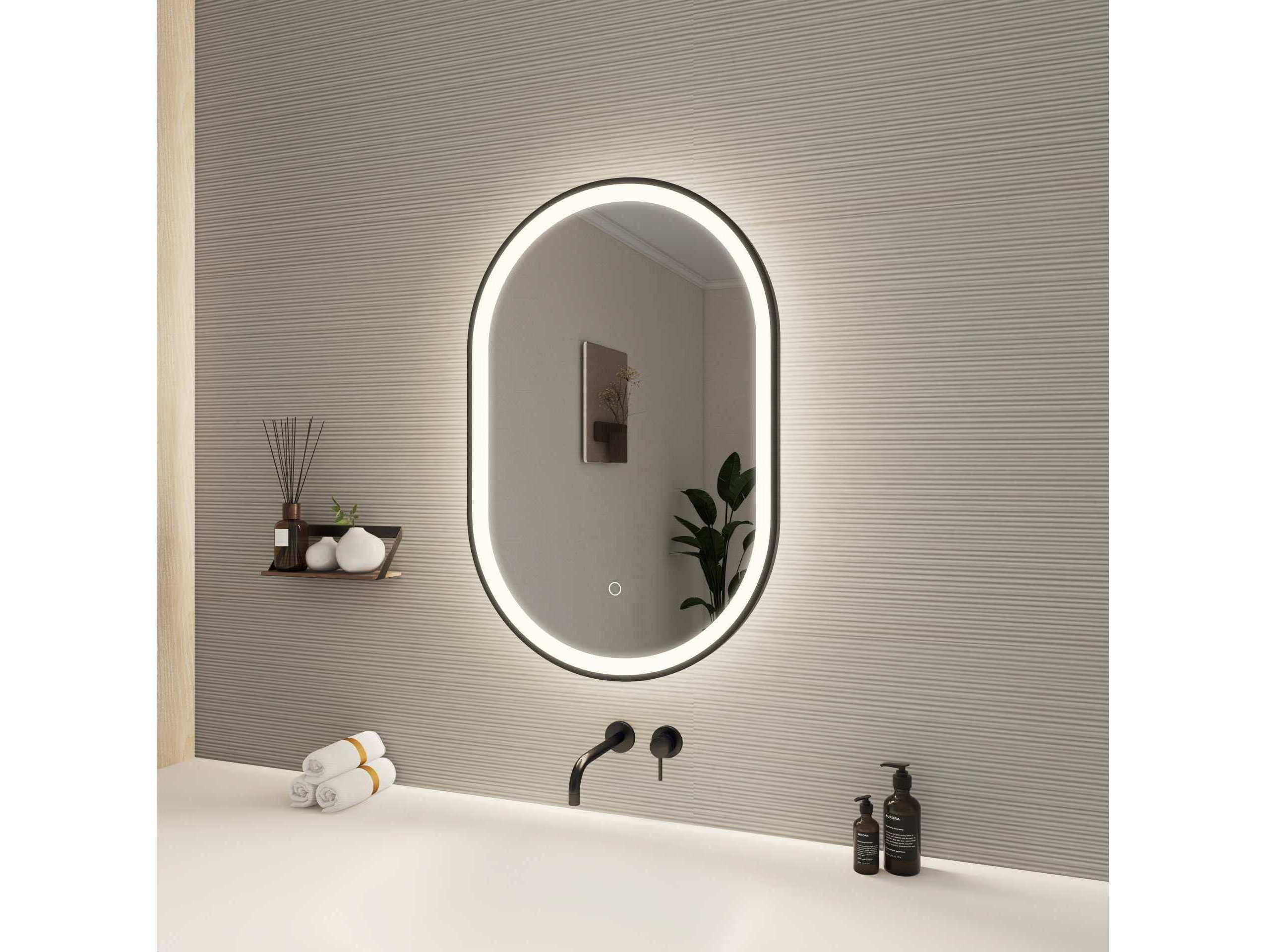 Elegant Lighting Harmoni Black Oval Wall Mirror