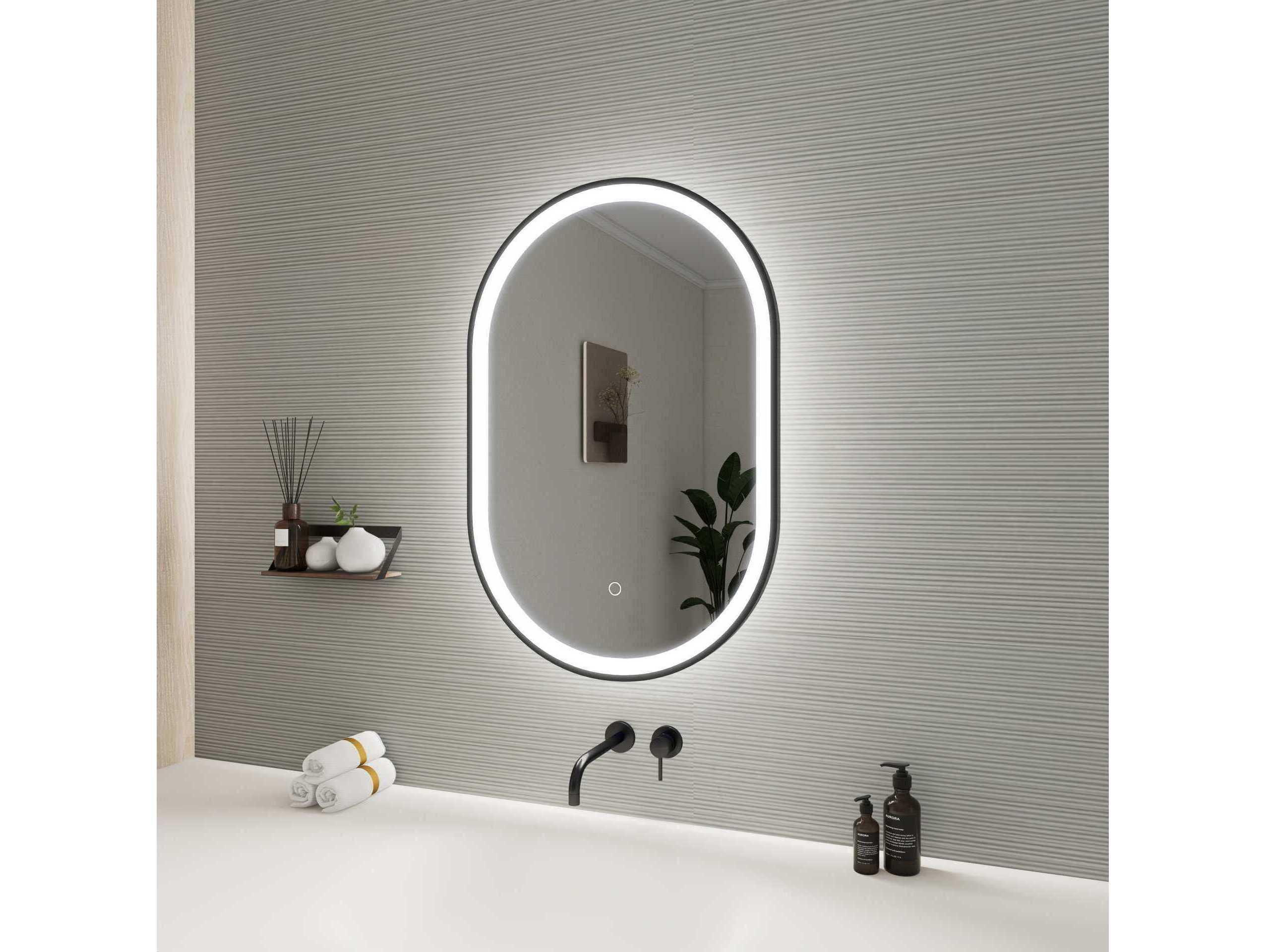 Elegant Lighting Harmoni Black Oval Wall Mirror
