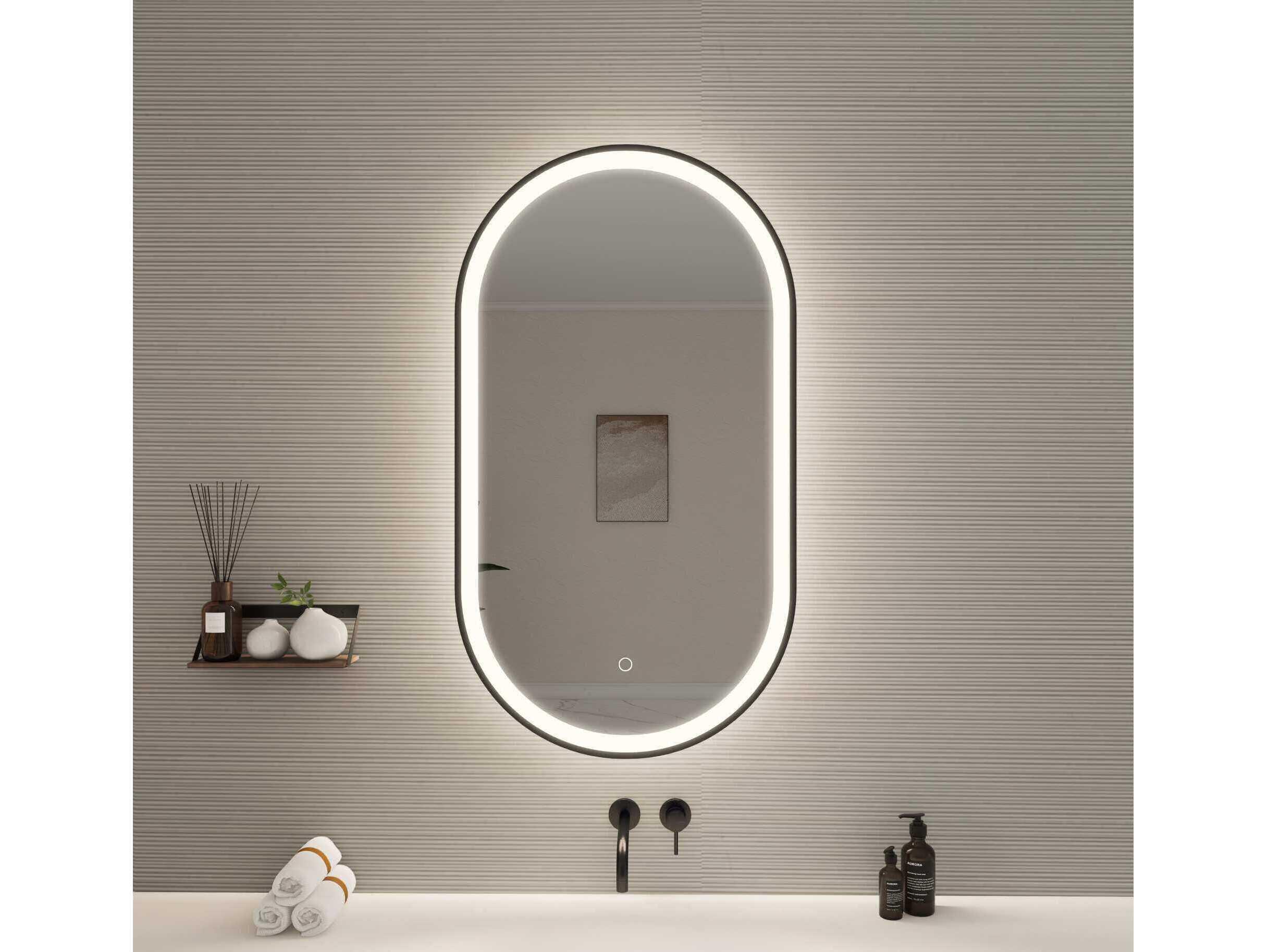 Elegant Lighting Harmoni Black Oval Wall Mirror