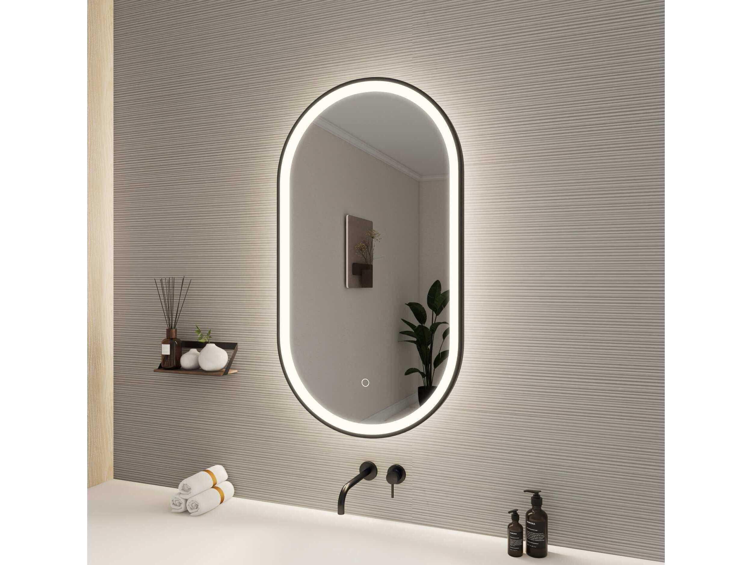 Elegant Lighting Harmoni Black Oval Wall Mirror