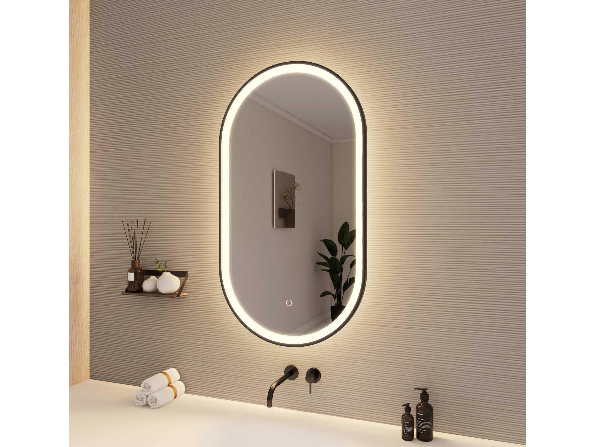 Elegant Lighting Harmoni Black Oval Wall Mirror