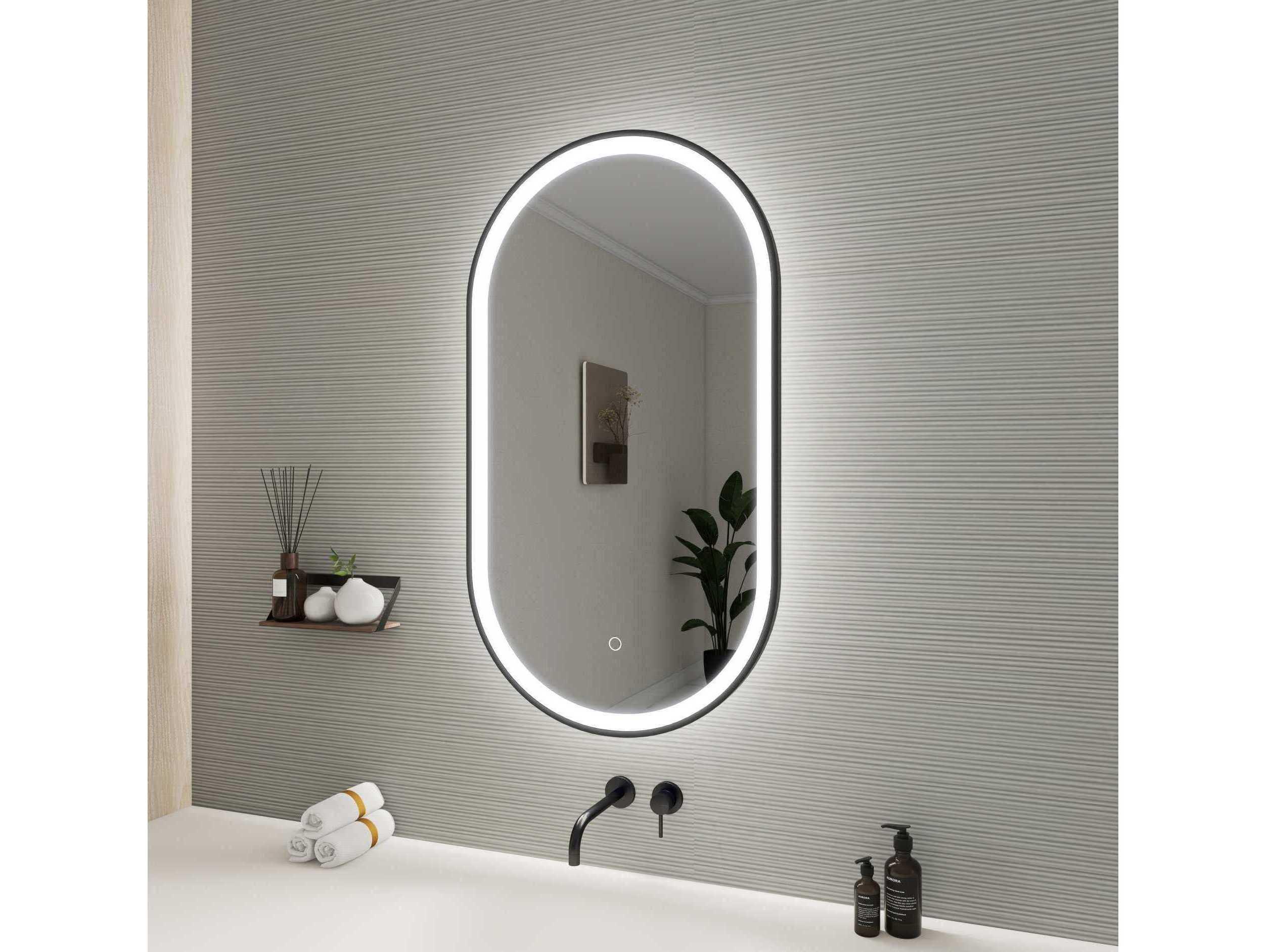 Elegant Lighting Harmoni Black Oval Wall Mirror