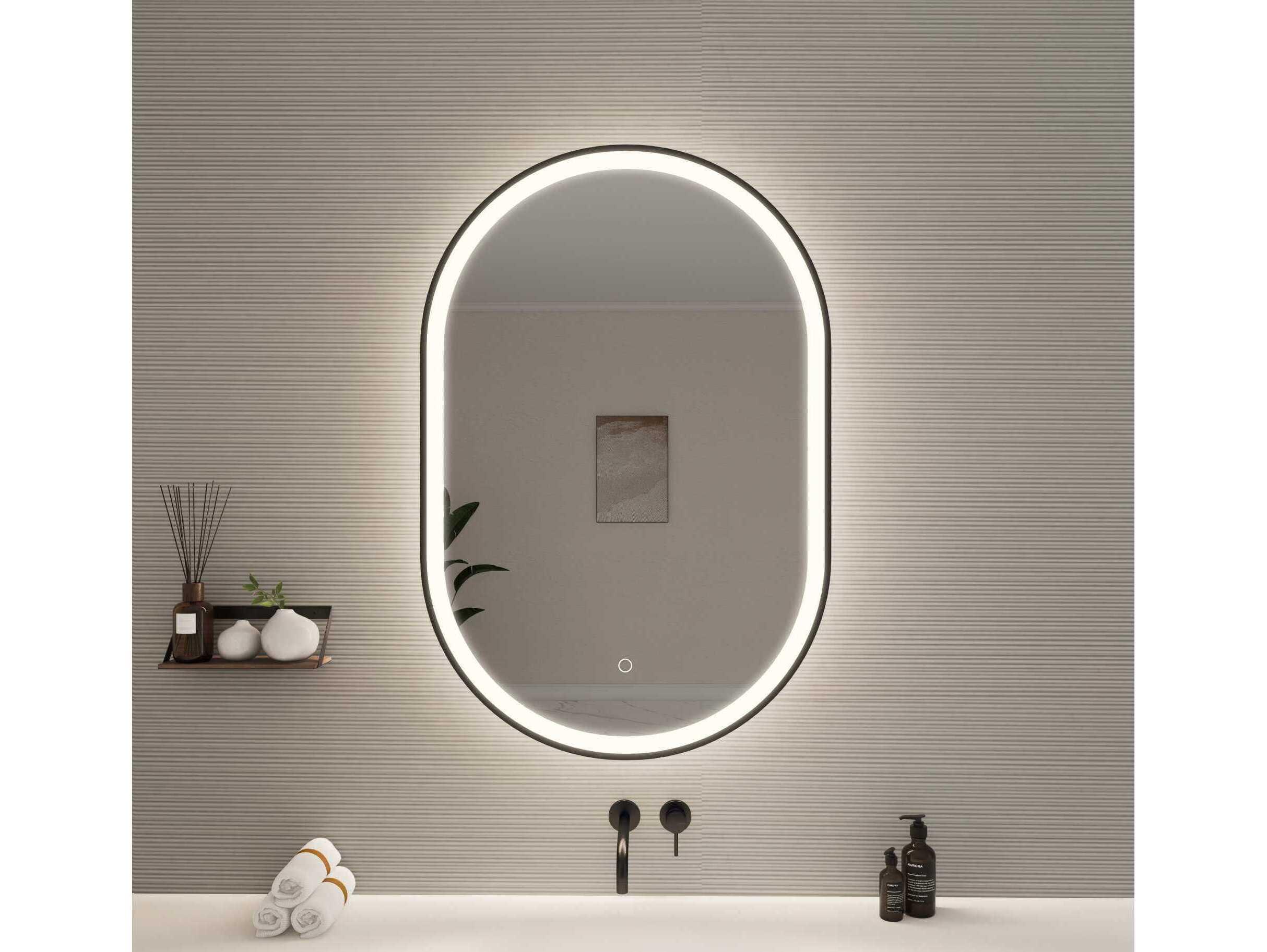 Elegant Lighting Harmoni Black Oval Wall Mirror