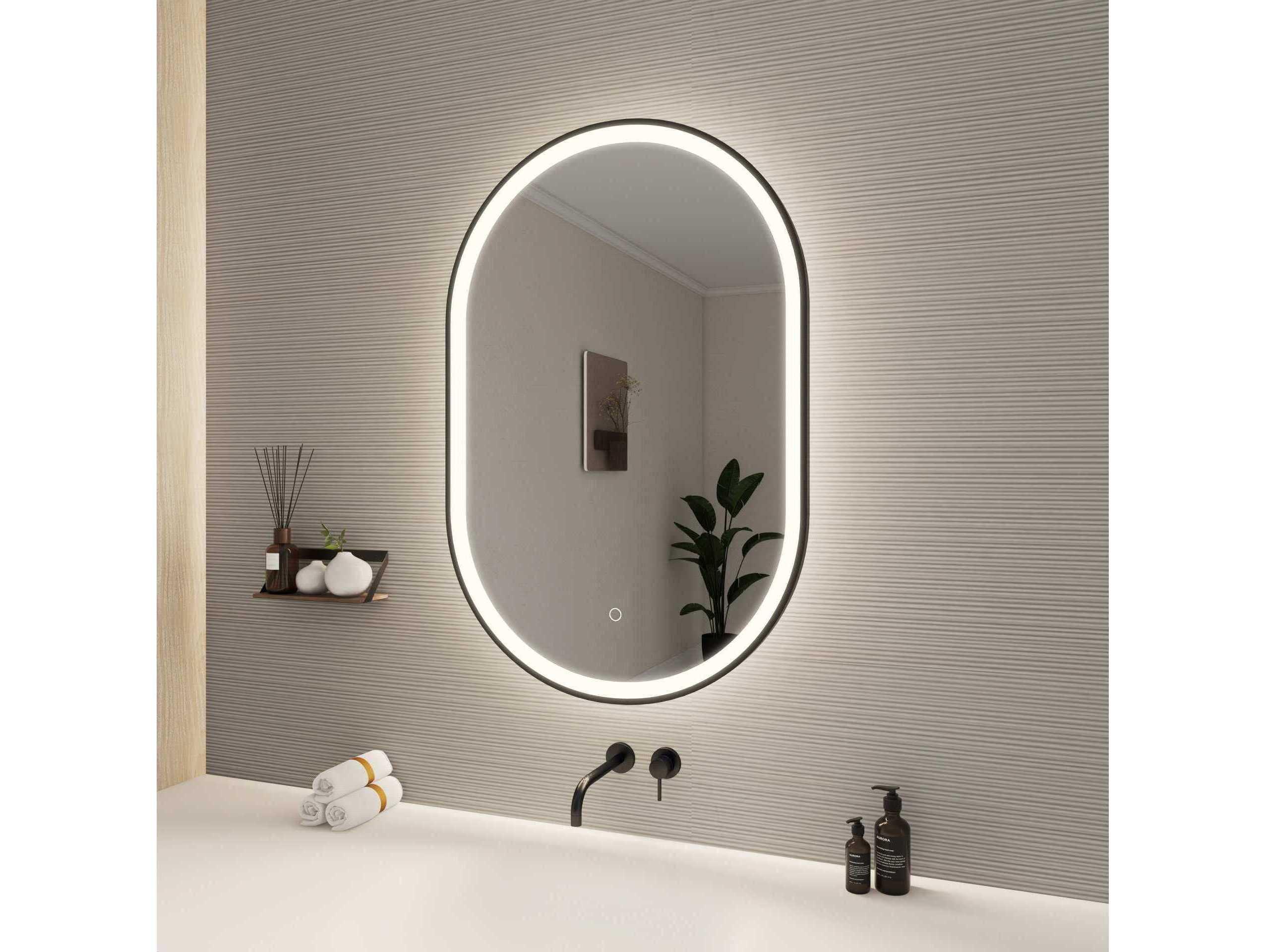 Elegant Lighting Harmoni Black Oval Wall Mirror