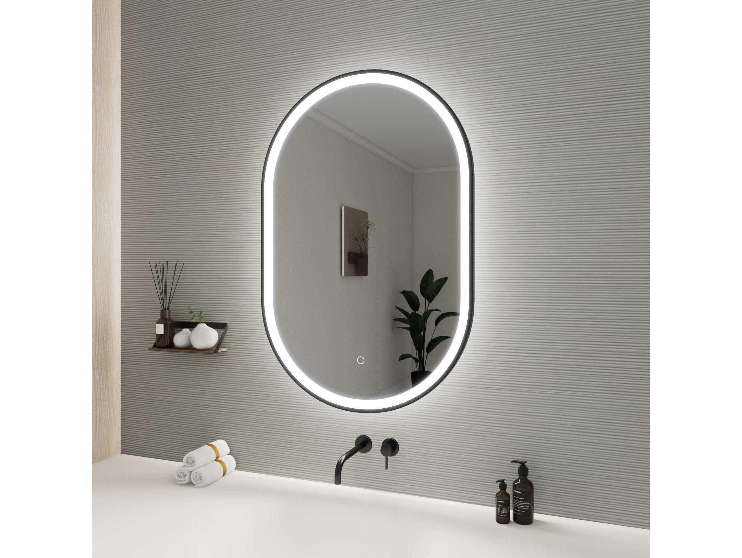 Elegant Lighting Harmoni Black Oval Wall Mirror