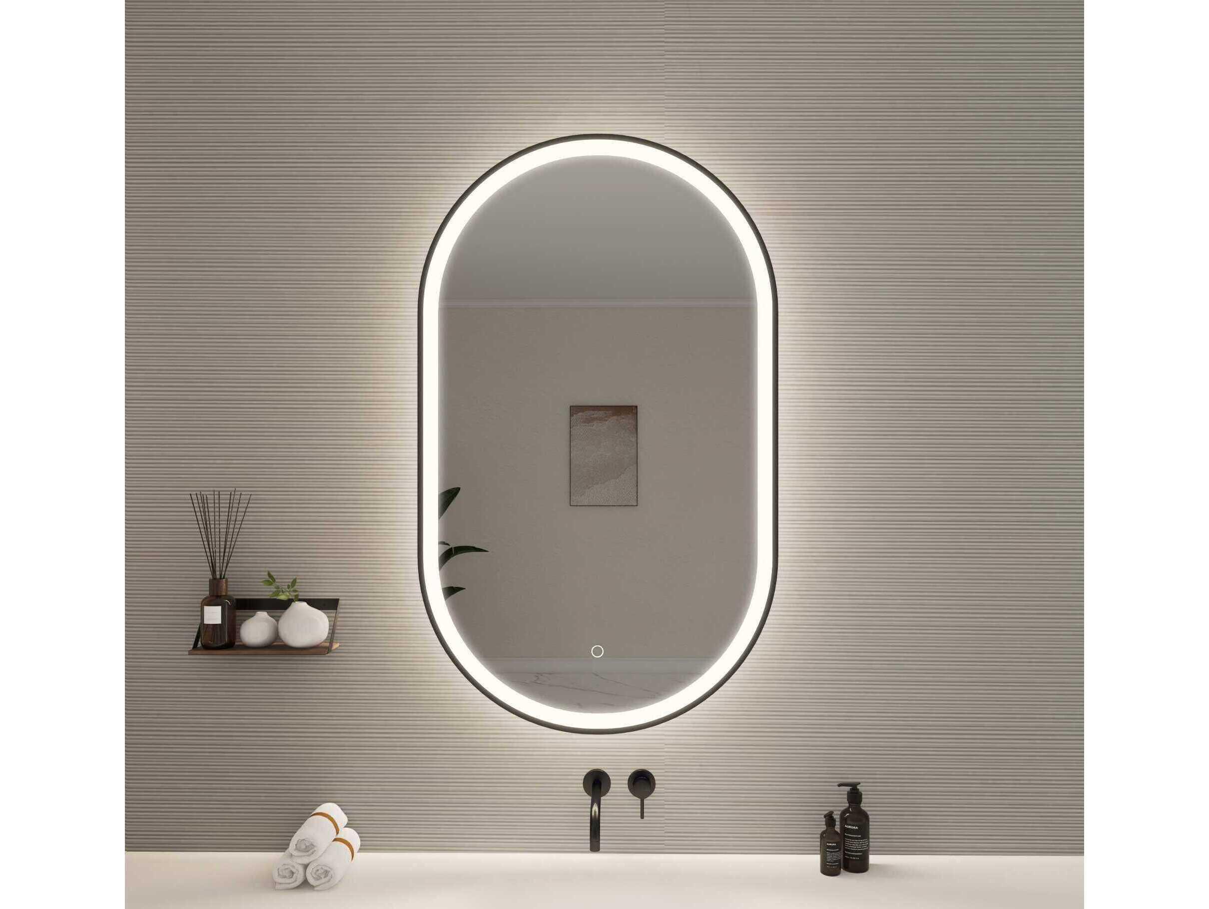 Elegant Lighting Harmoni Black Oval Wall Mirror