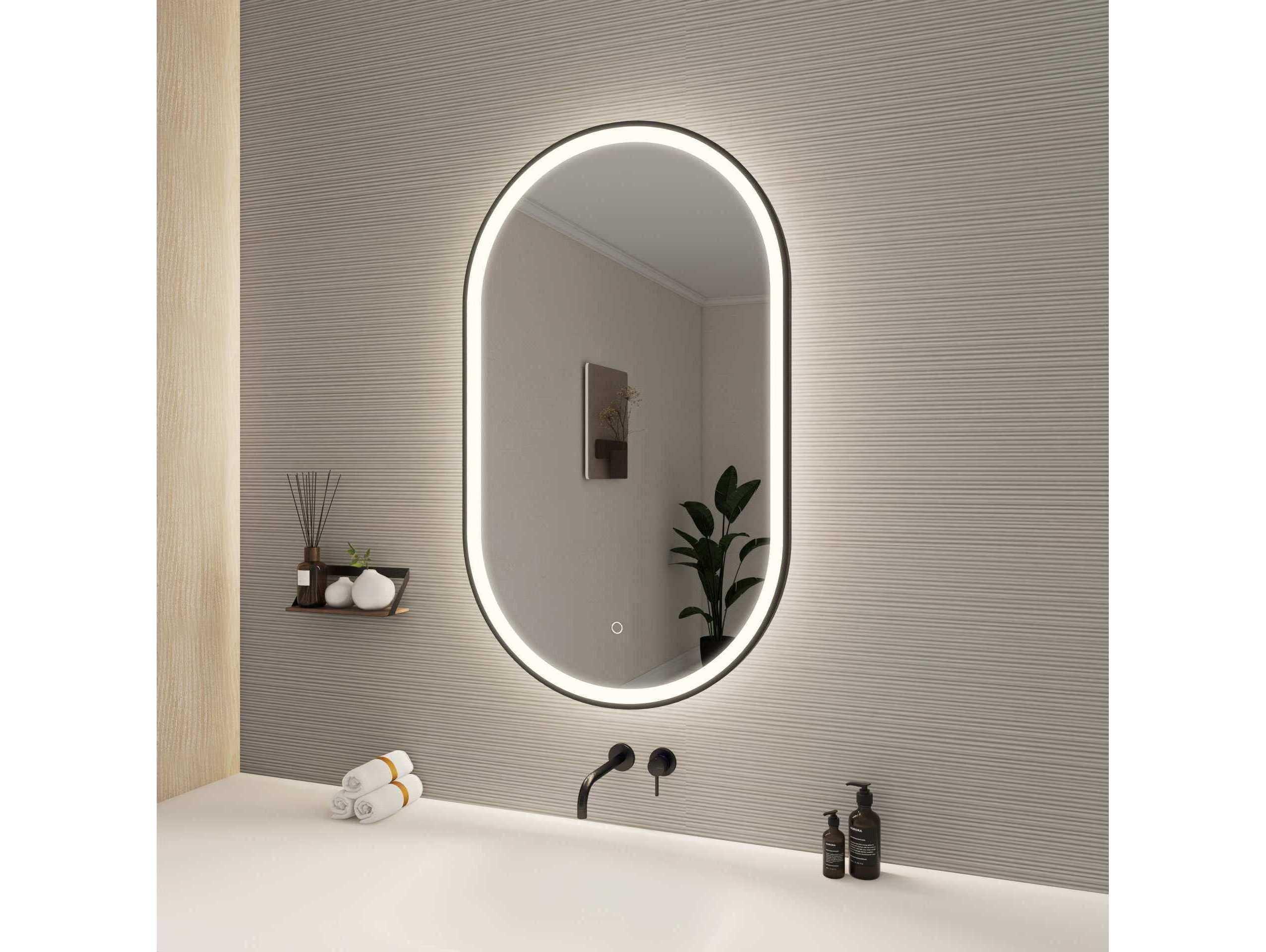 Elegant Lighting Harmoni Black Oval Wall Mirror