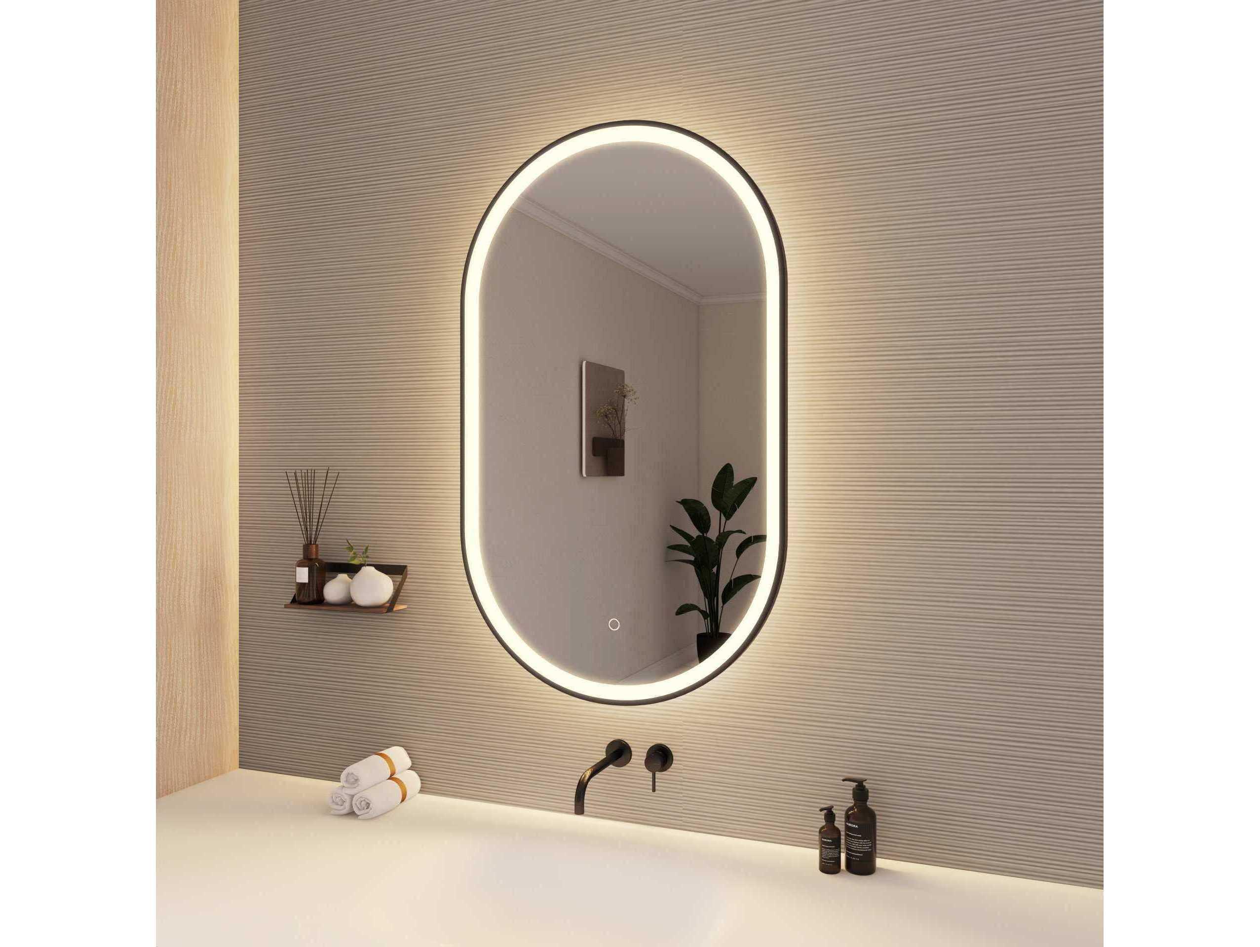 Elegant Lighting Harmoni Black Oval Wall Mirror