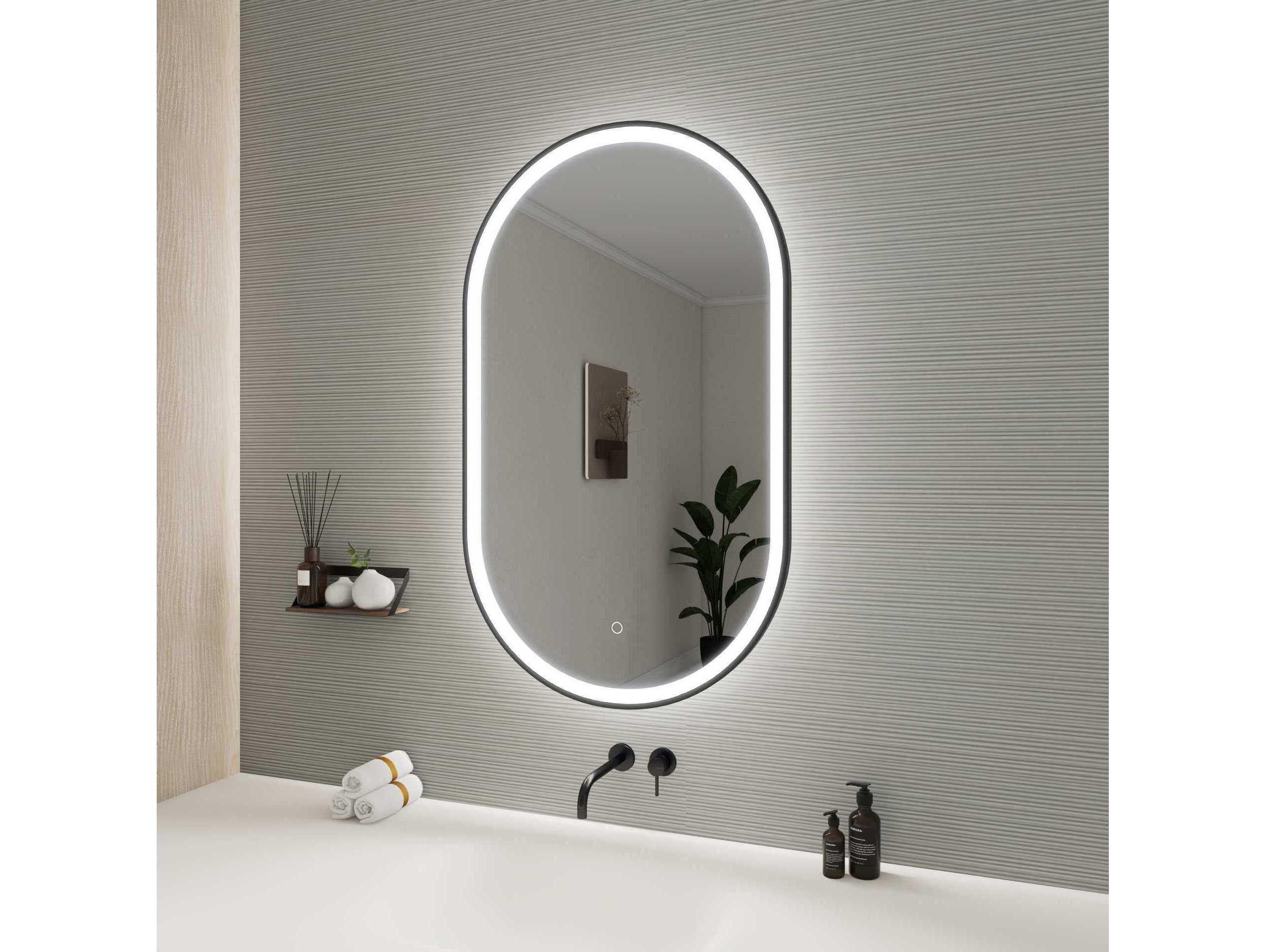 Elegant Lighting Harmoni Black Oval Wall Mirror
