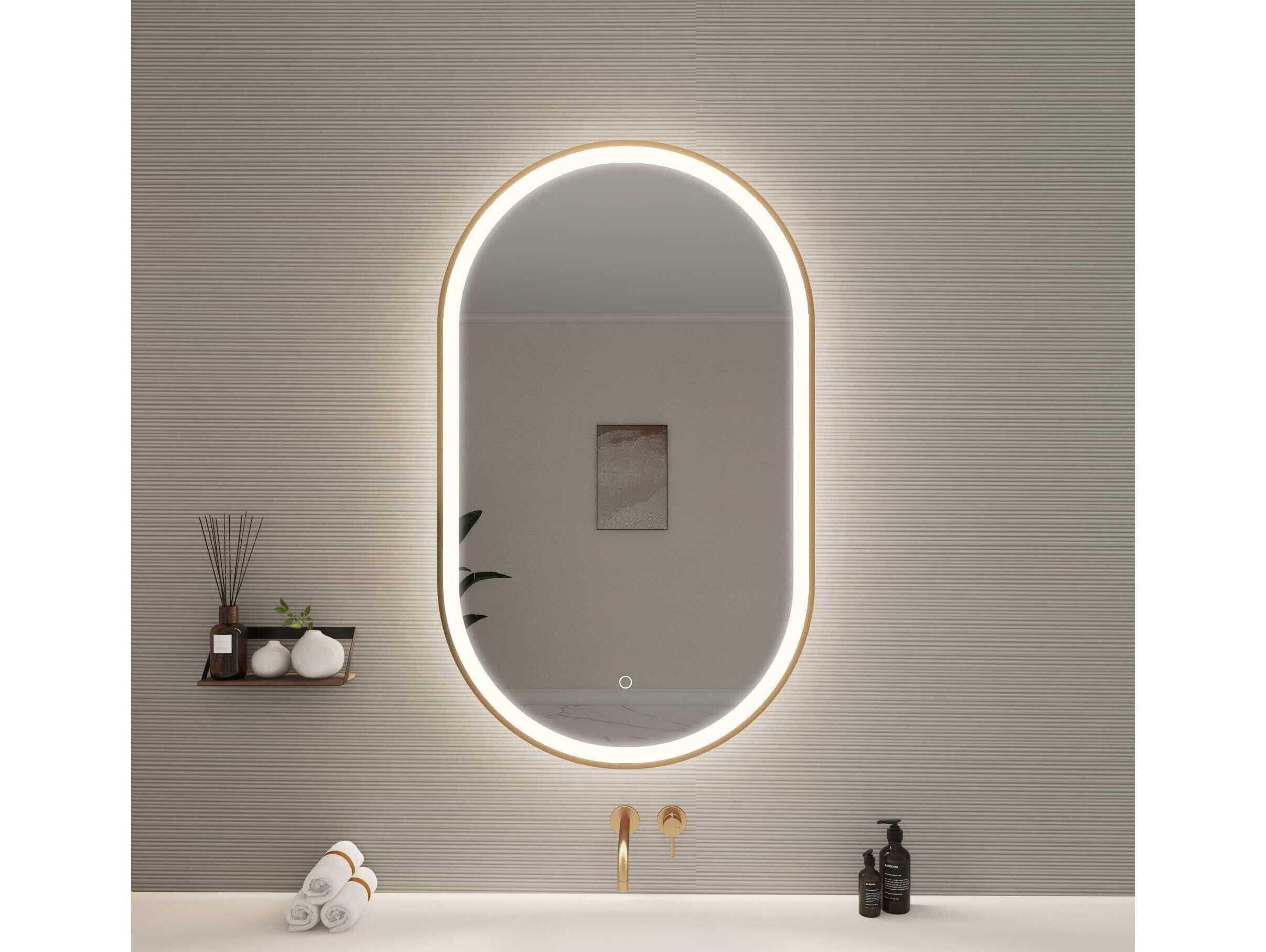 Elegant Lighting Harmoni Satin Gold Oval Wall Mirror