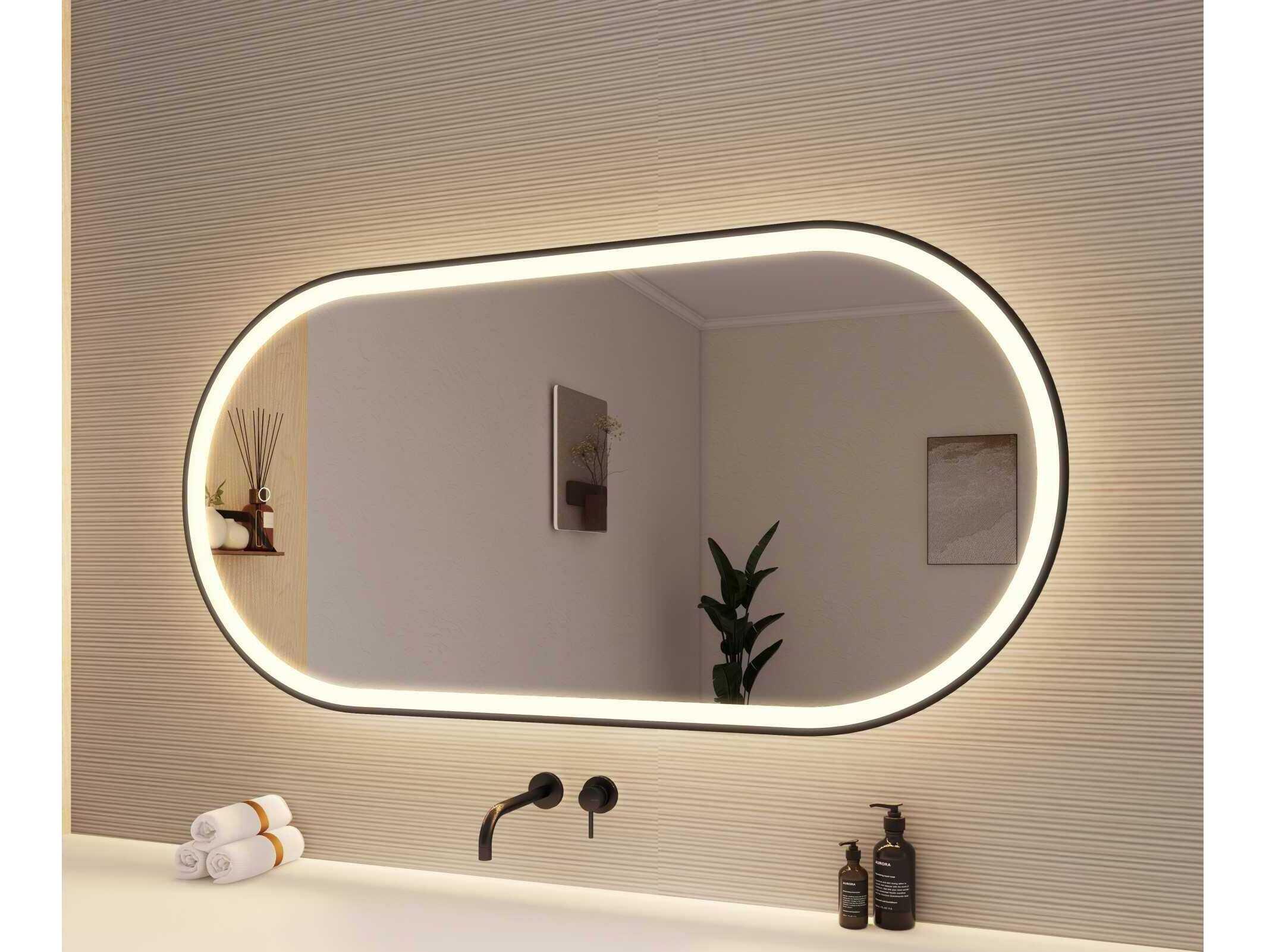 Elegant Lighting Harmoni Black Oval Wall Mirror