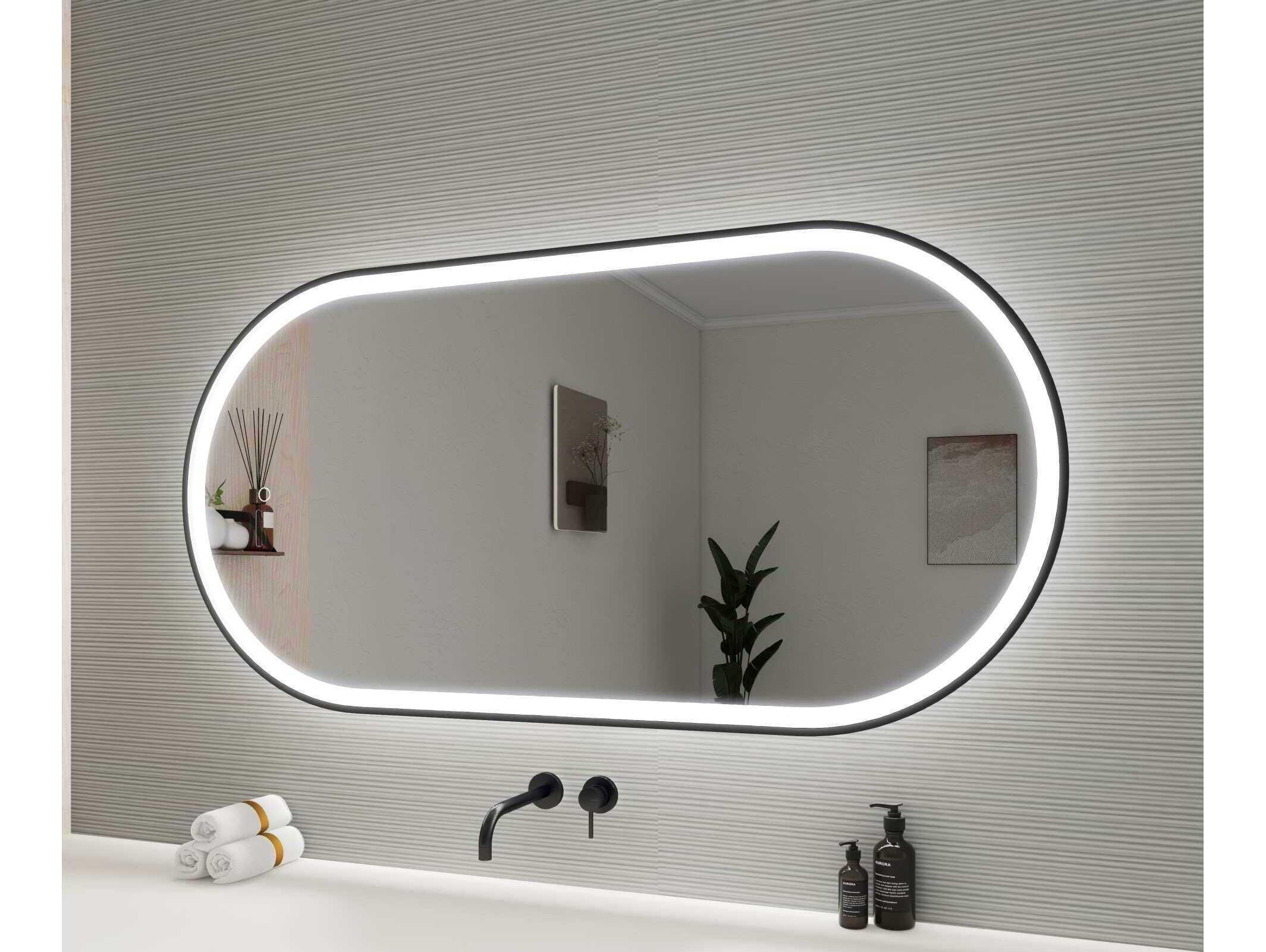 Elegant Lighting Harmoni Black Oval Wall Mirror