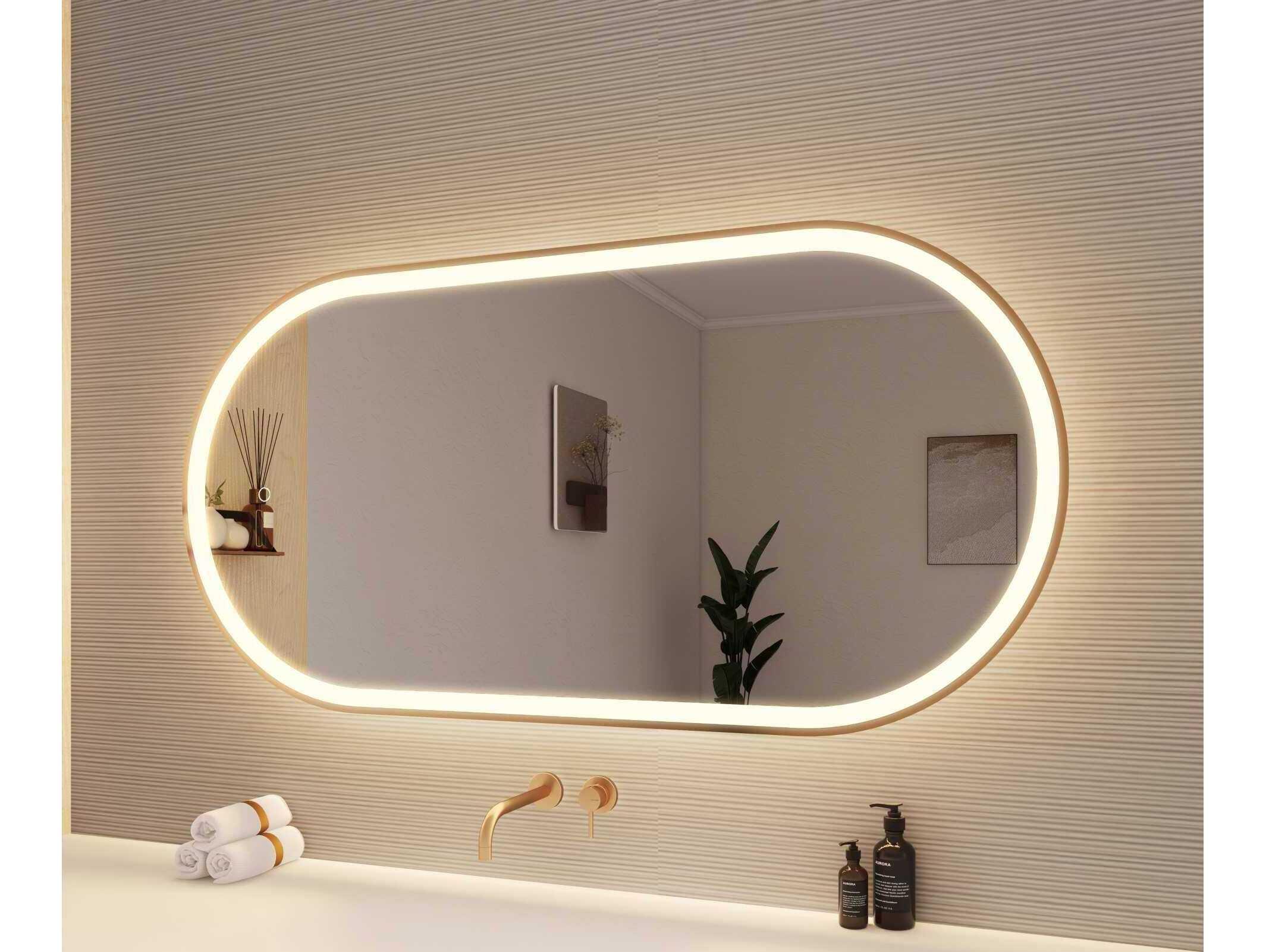 Elegant Lighting Harmoni Satin Gold Oval Wall Mirror