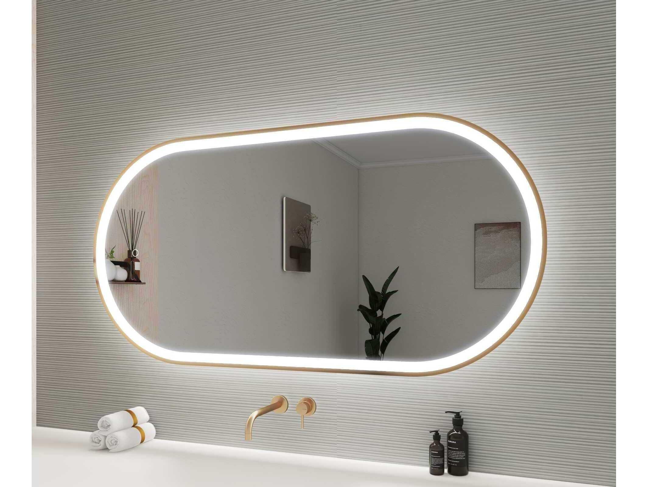 Elegant Lighting Harmoni Satin Gold Oval Wall Mirror