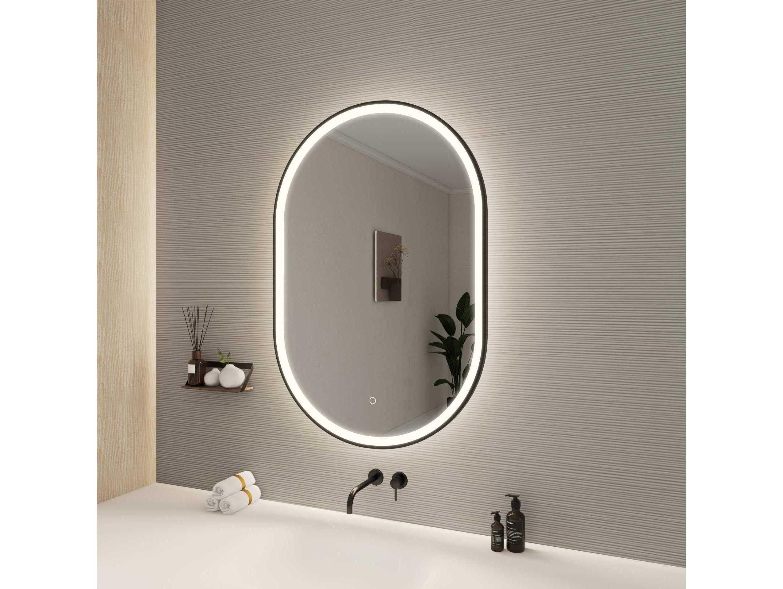 Elegant Lighting Harmoni Black Oval Wall Mirror