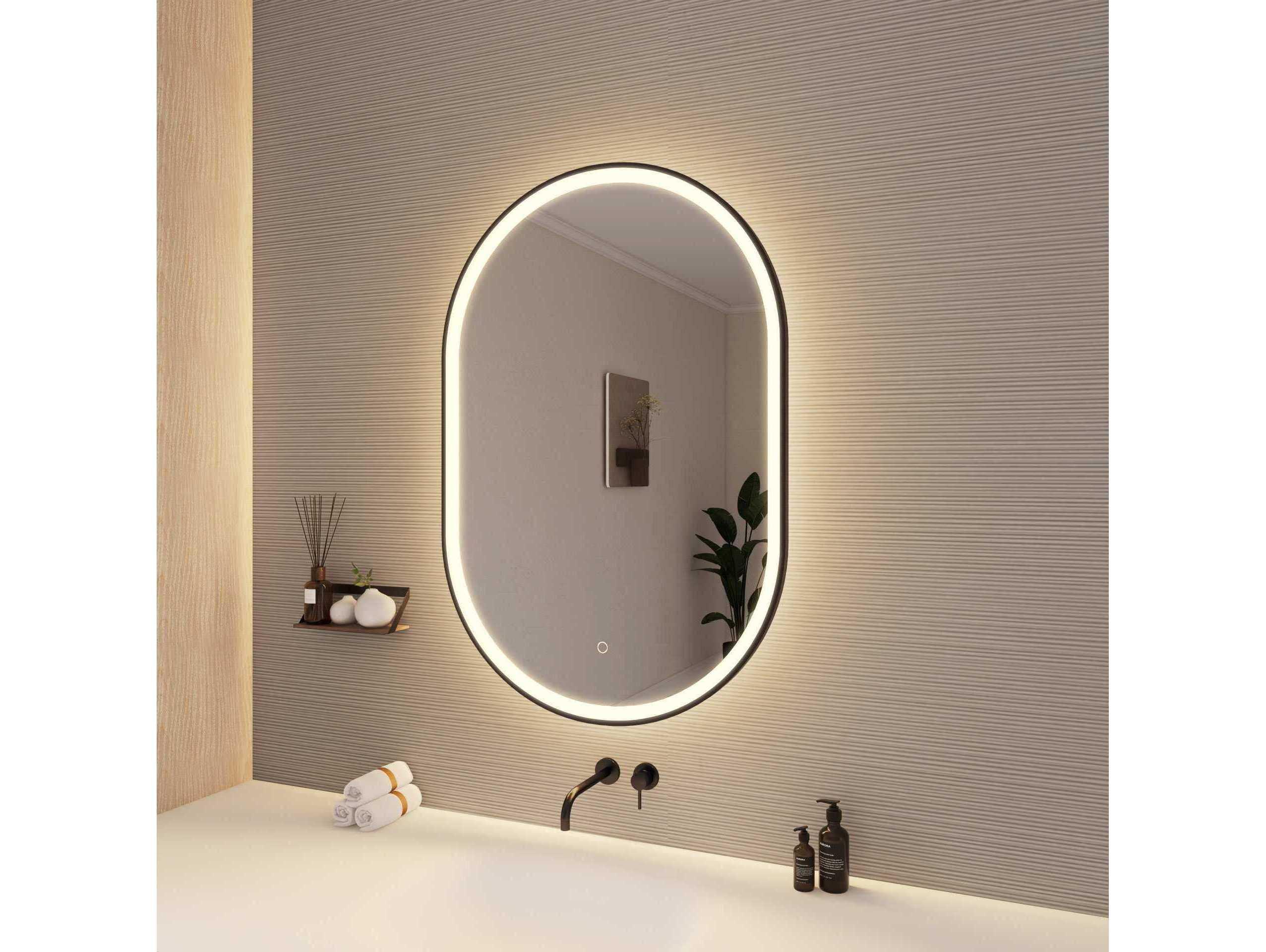 Elegant Lighting Harmoni Black Oval Wall Mirror