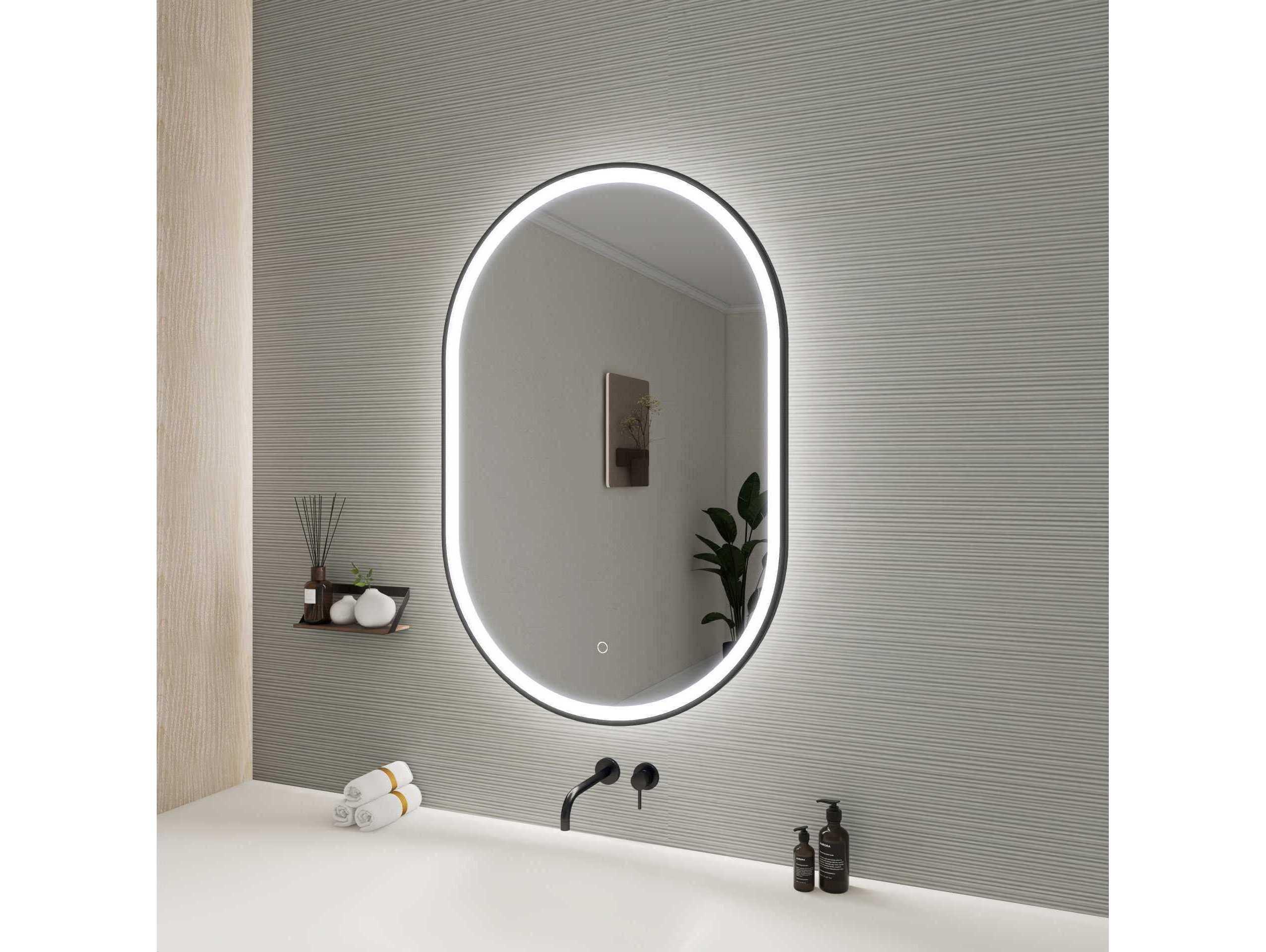 Elegant Lighting Harmoni Black Oval Wall Mirror