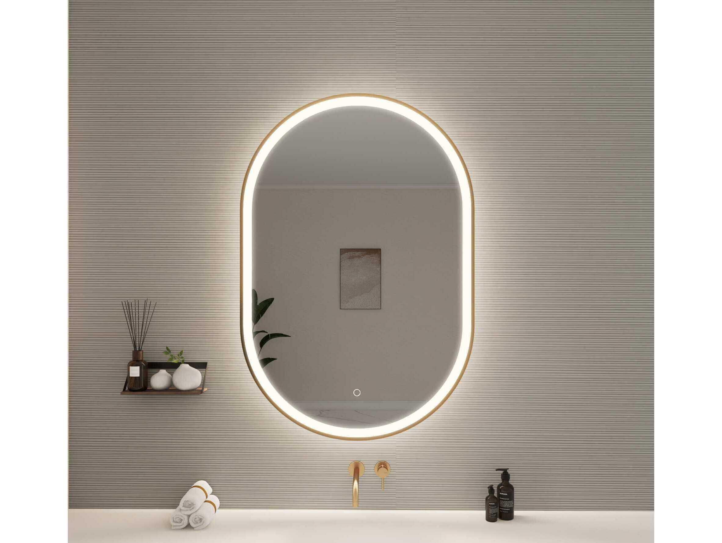 Elegant Lighting Harmoni Satin Gold Oval Wall Mirror