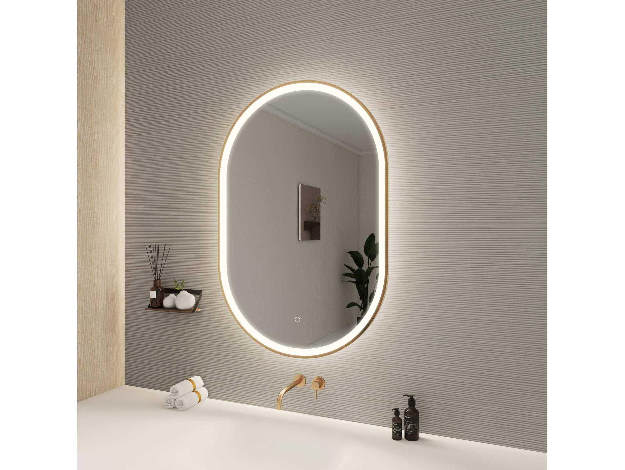 Elegant Lighting Harmoni Satin Gold Oval Wall Mirror