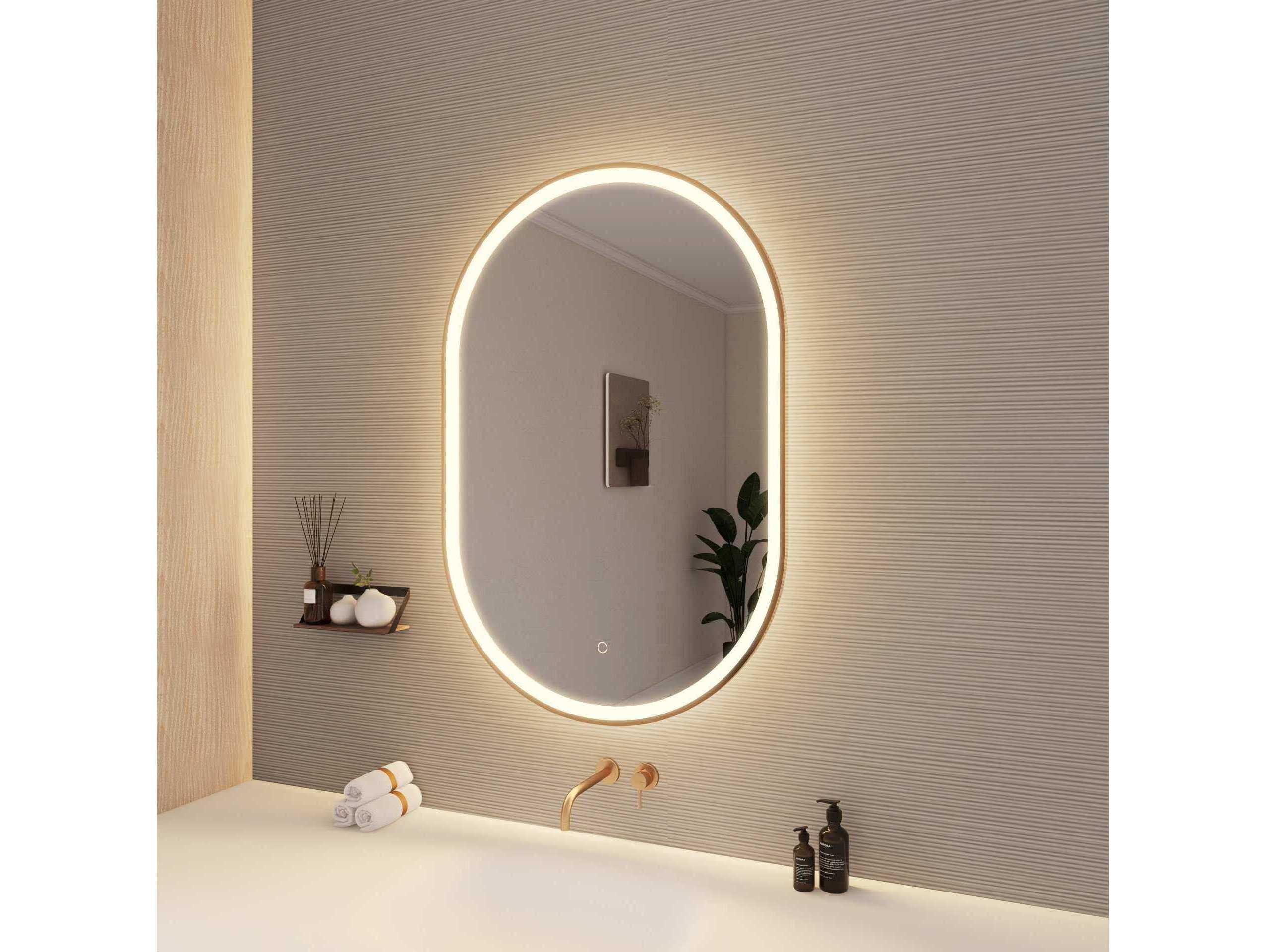 Elegant Lighting Harmoni Satin Gold Oval Wall Mirror