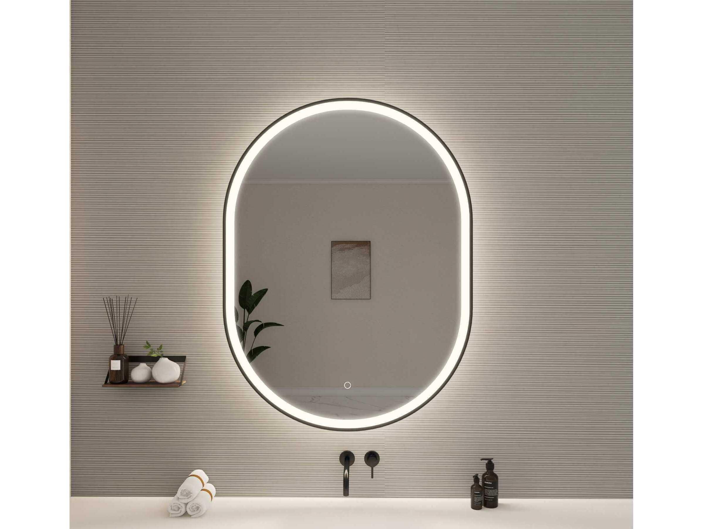 Elegant Lighting Harmoni Black Oval Wall Mirror