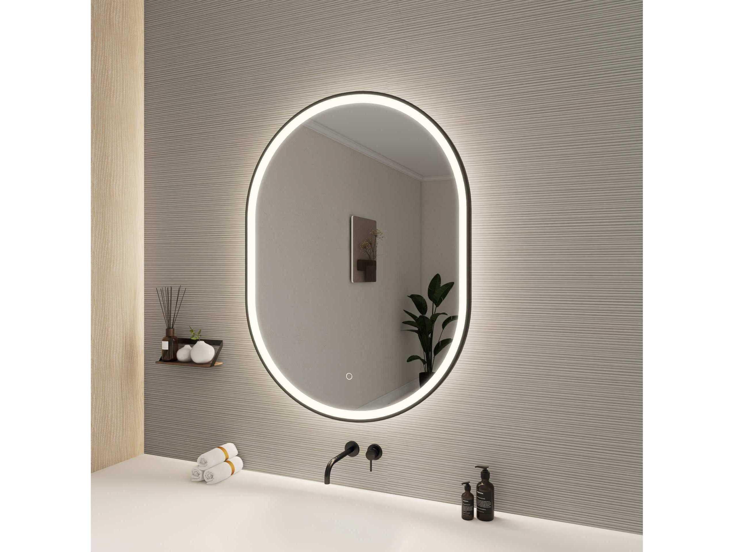 Elegant Lighting Harmoni Black Oval Wall Mirror