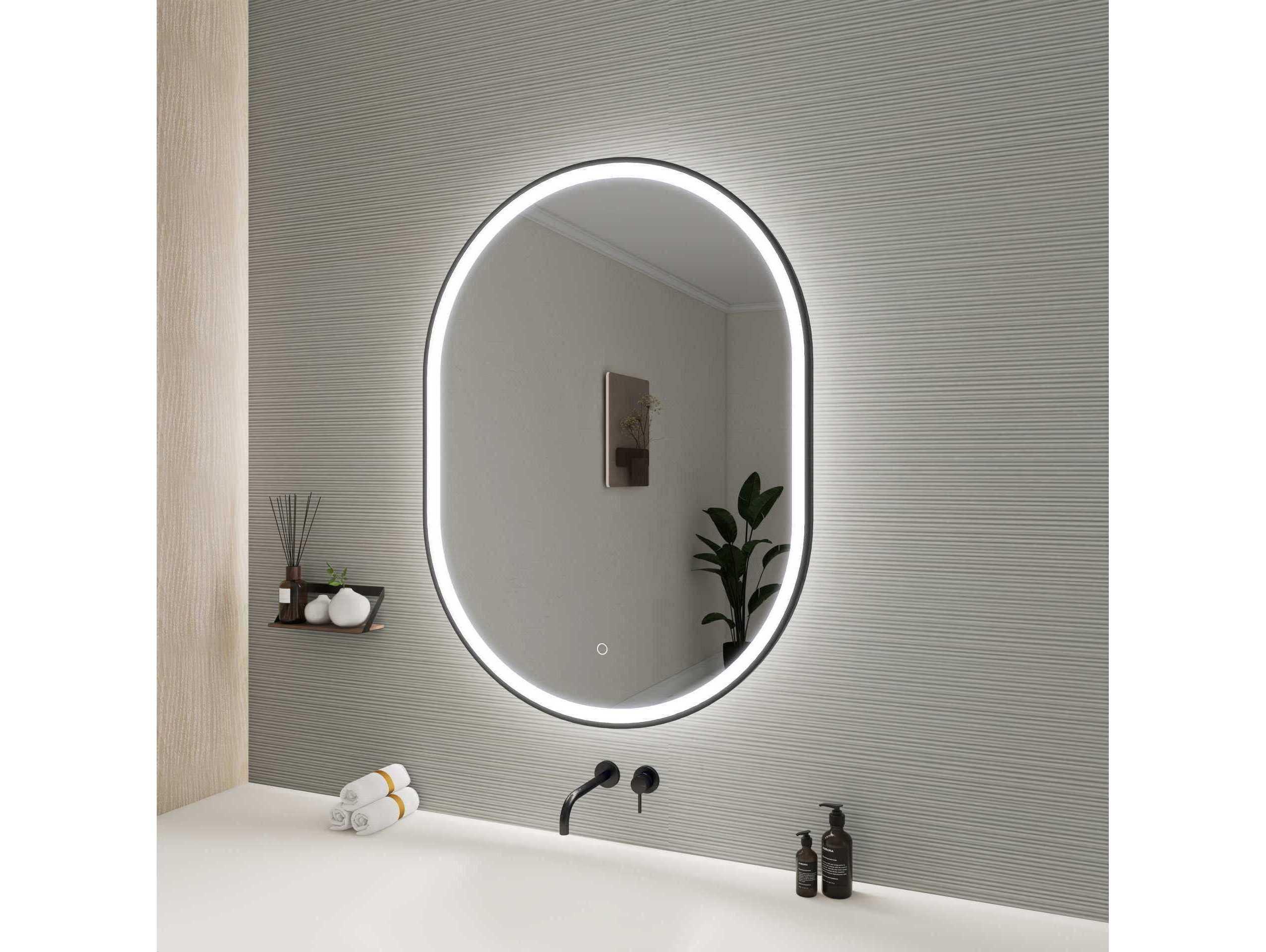 Elegant Lighting Harmoni Black Oval Wall Mirror