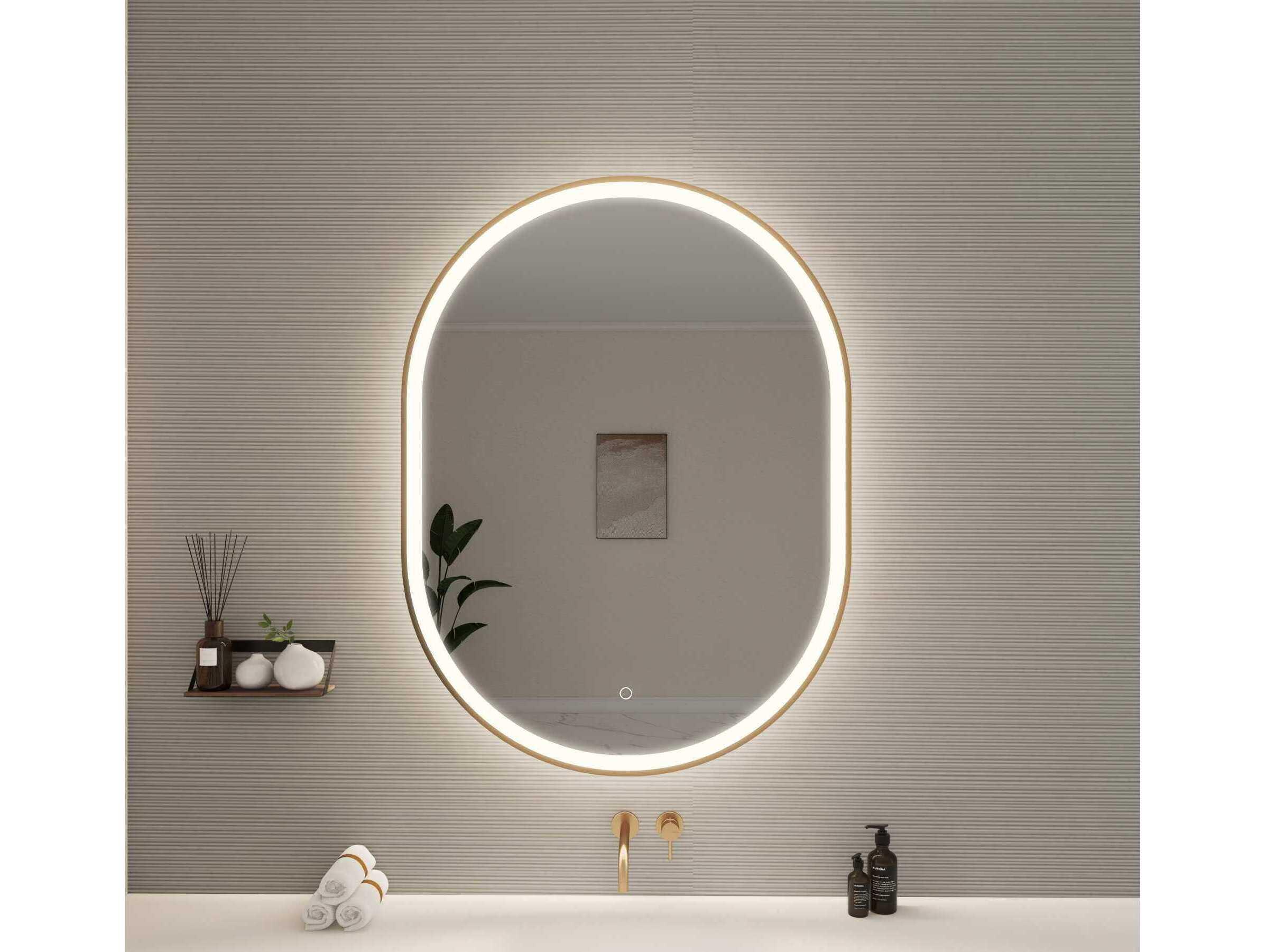 Elegant Lighting Harmoni Satin Gold Oval Wall Mirror