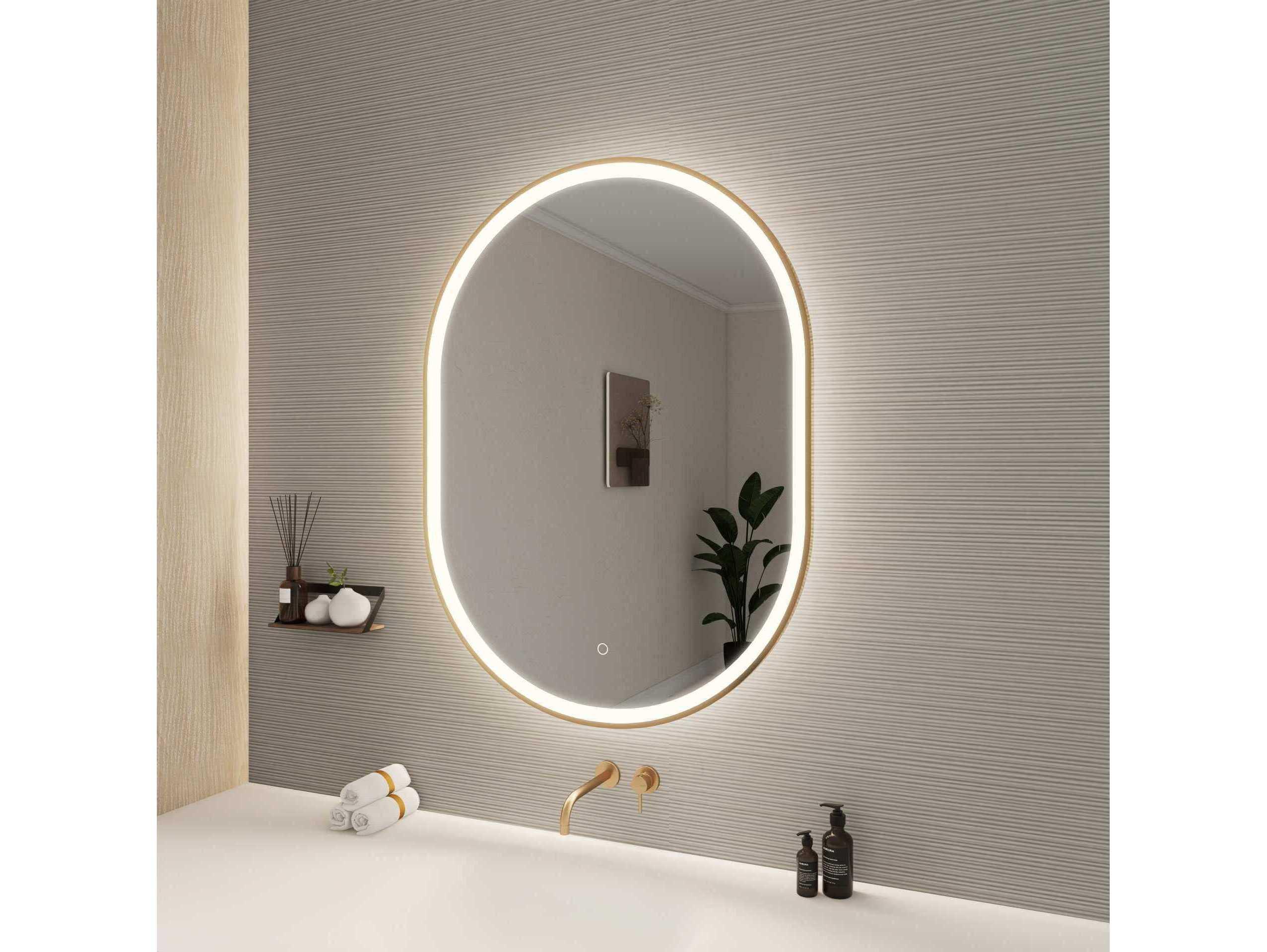 Elegant Lighting Harmoni Satin Gold Oval Wall Mirror
