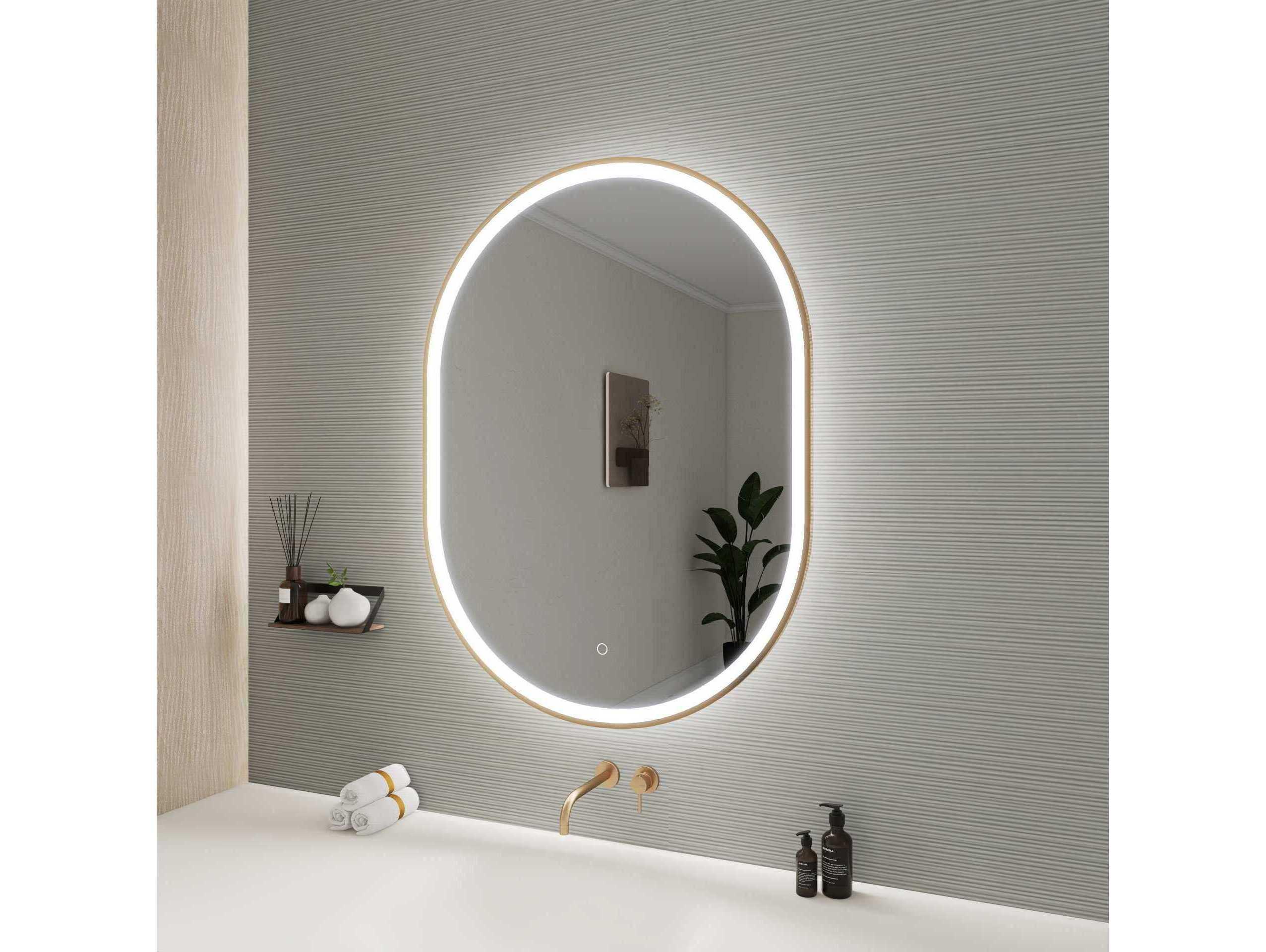 Elegant Lighting Harmoni Satin Gold Oval Wall Mirror