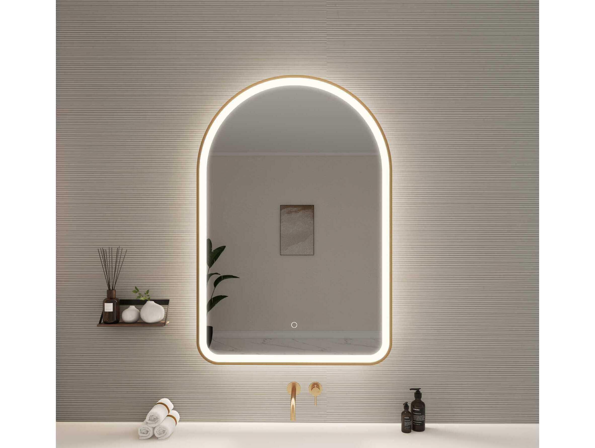 Elegant Lighting Harmoni Satin Gold Arch Wall Mirror