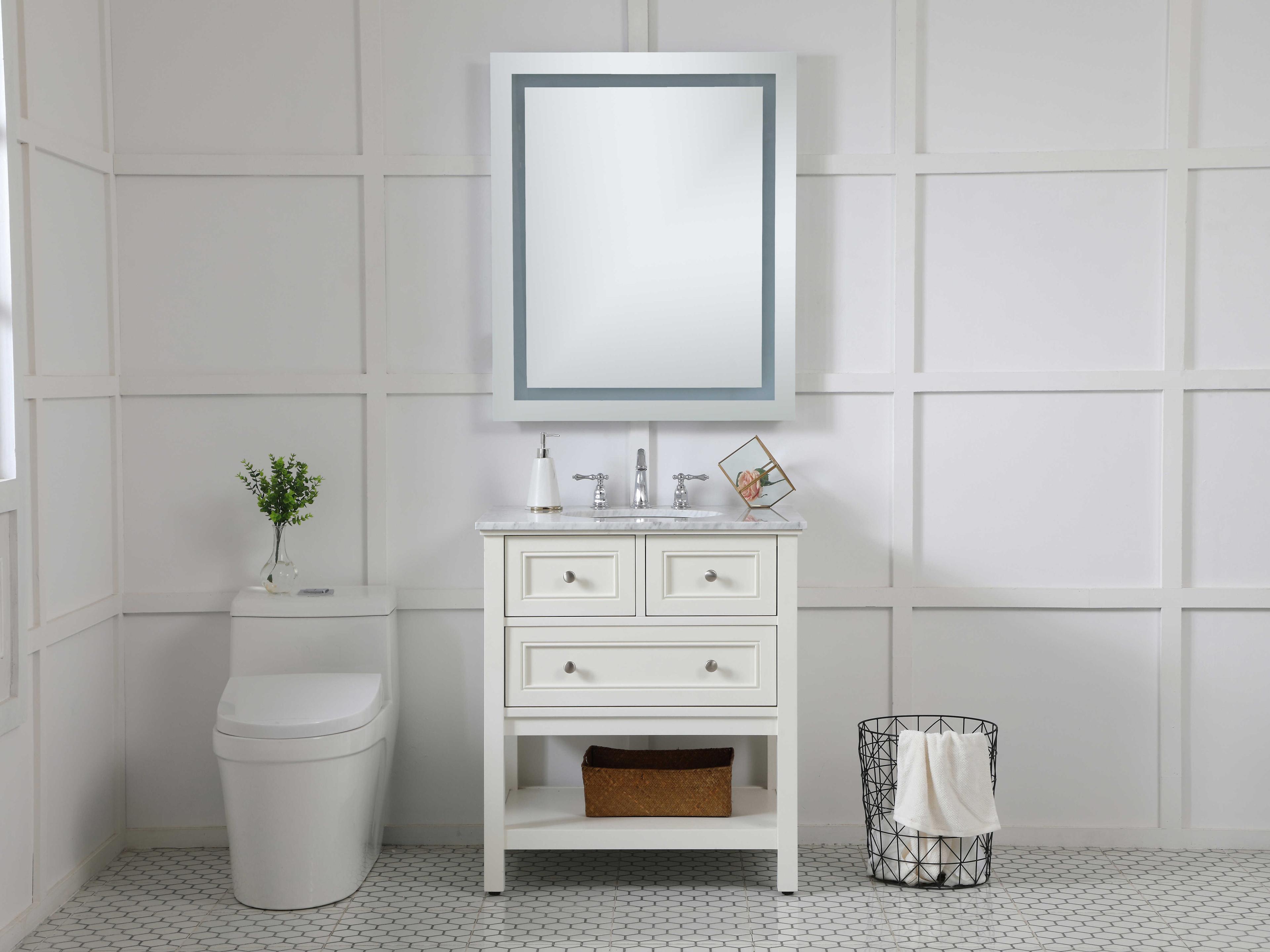 Elegant Lighting Nova Silver Rectangular LED Wall Mirror