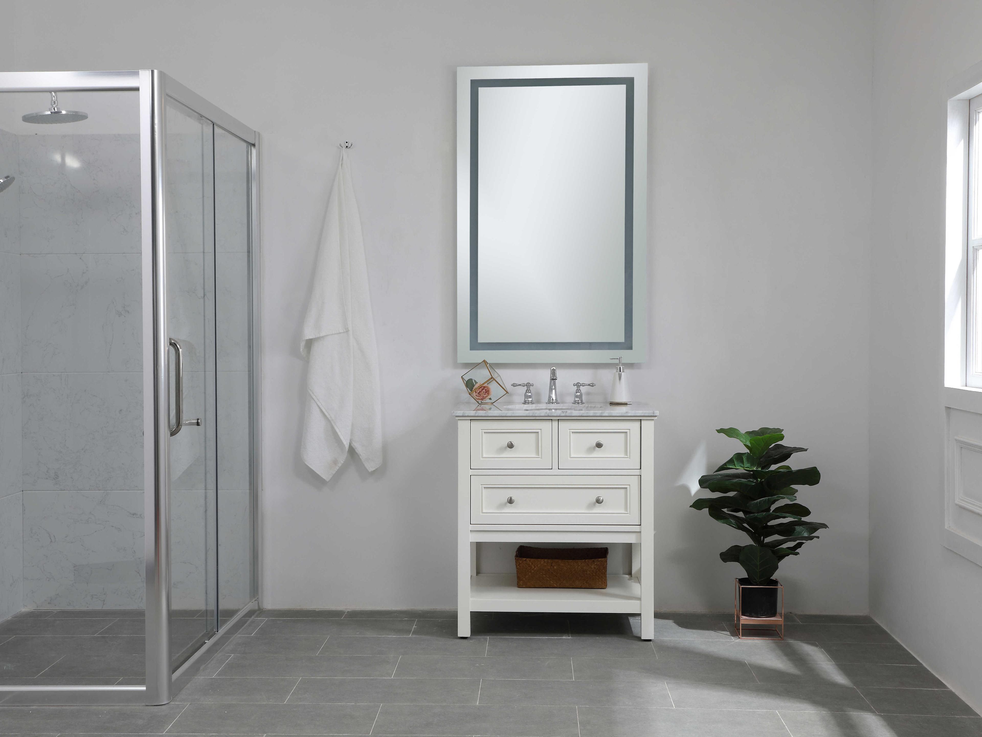 Elegant Lighting Nova Silver Rectangular LED Wall Mirror