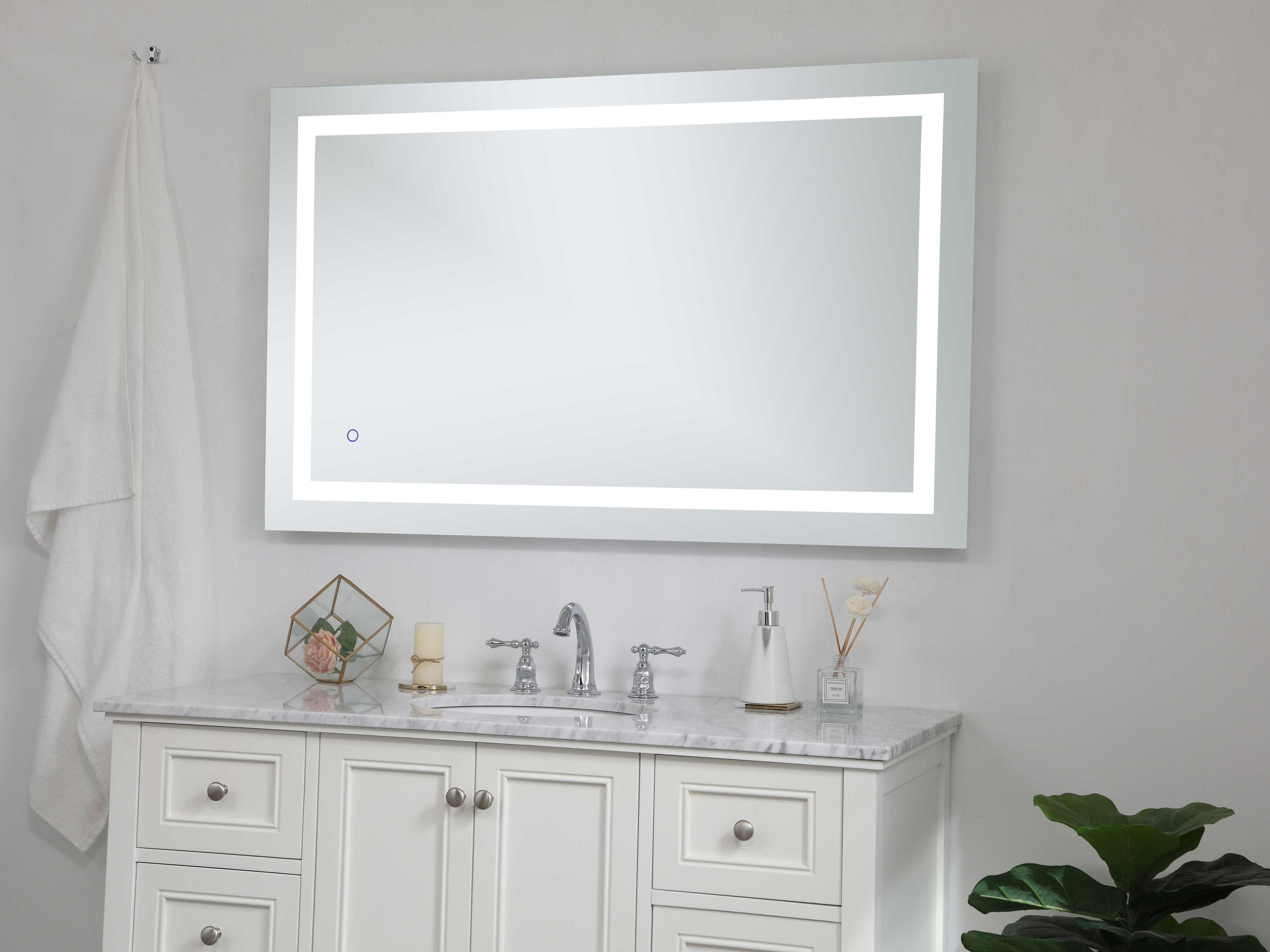Elegant Lighting Nova Silver Rectangular LED Wall Mirror