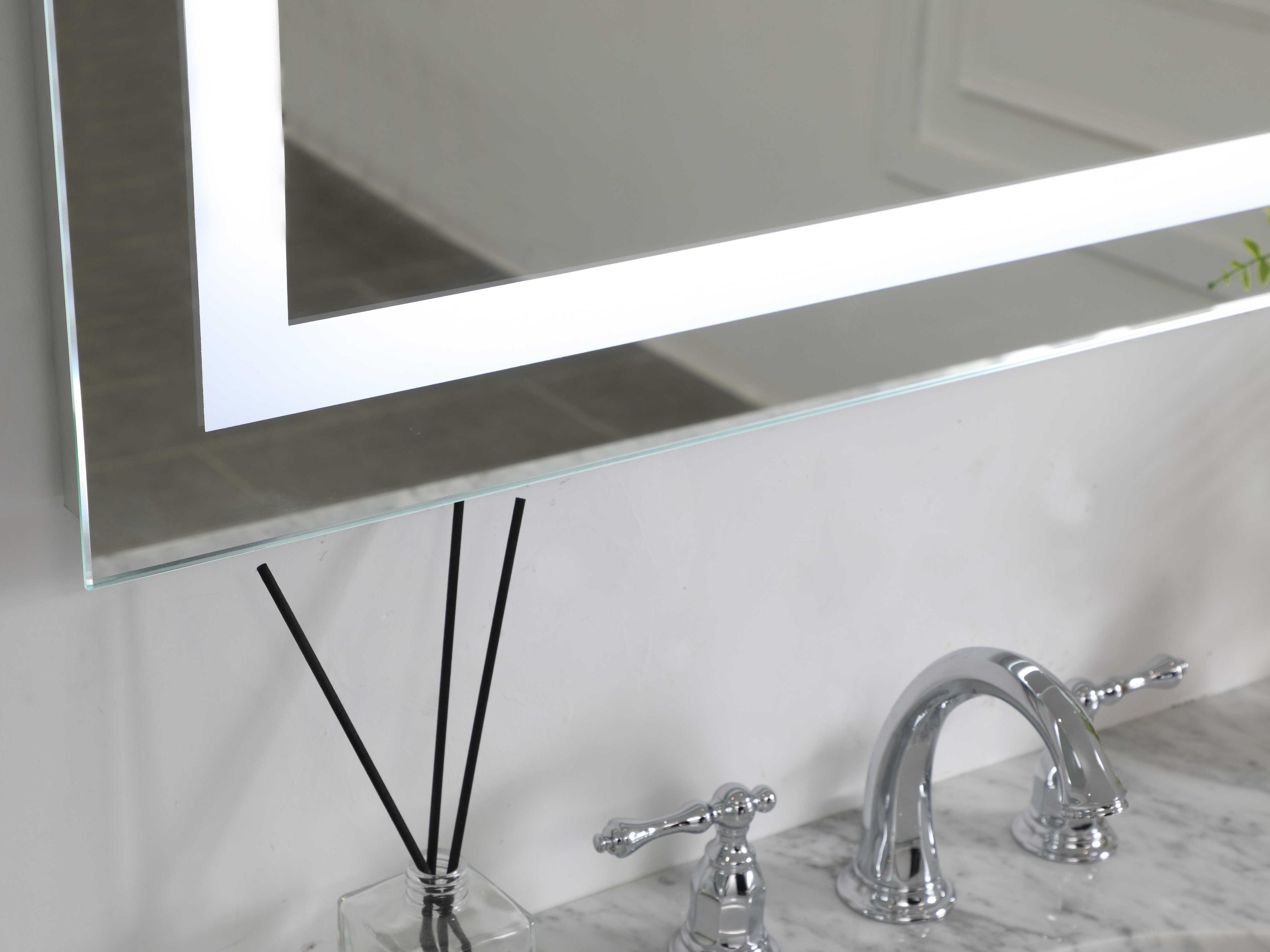 Elegant Lighting Nova Silver Rectangular LED Wall Mirror