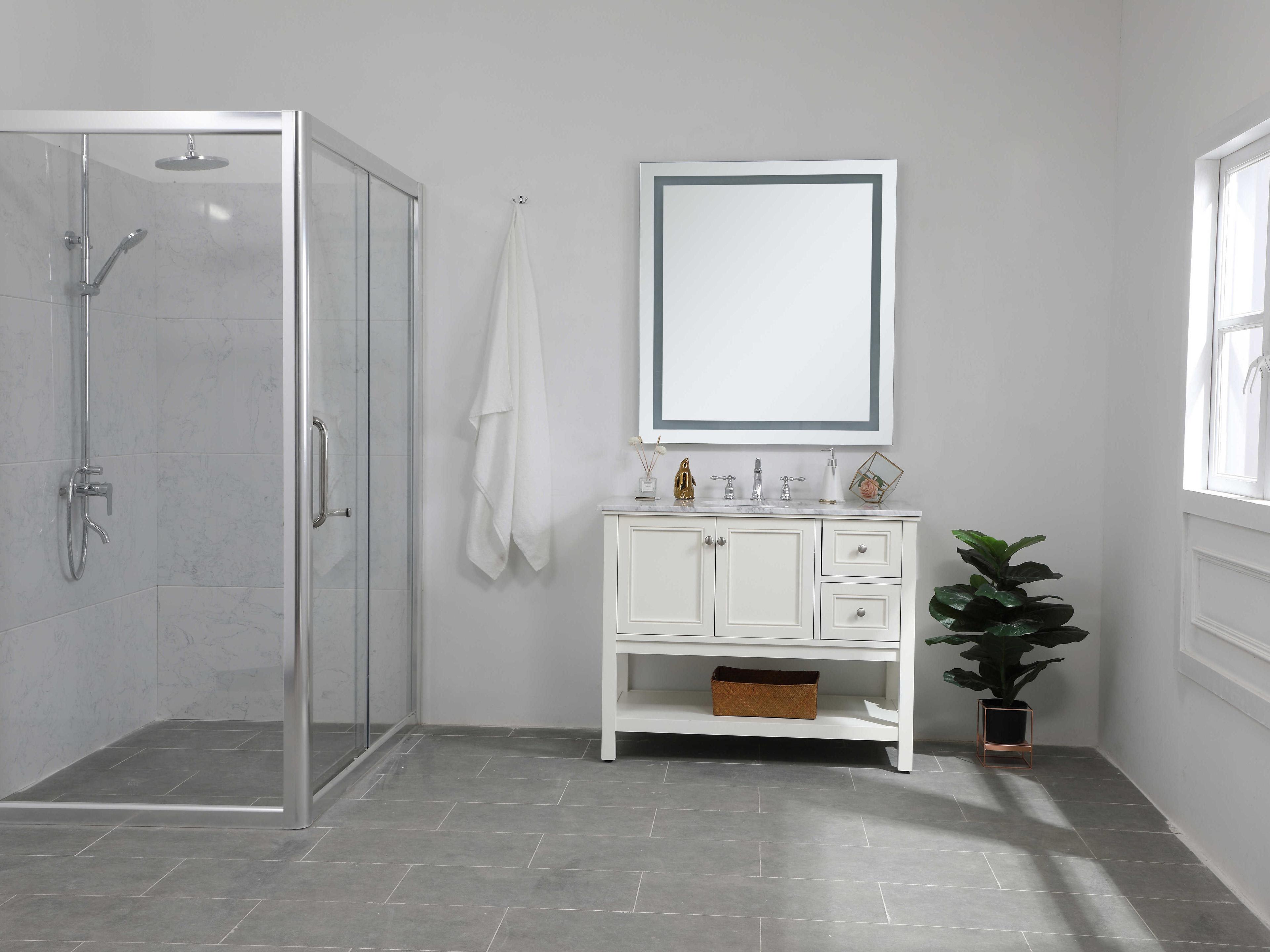 Elegant Lighting Nova Silver Rectangular LED Wall Mirror