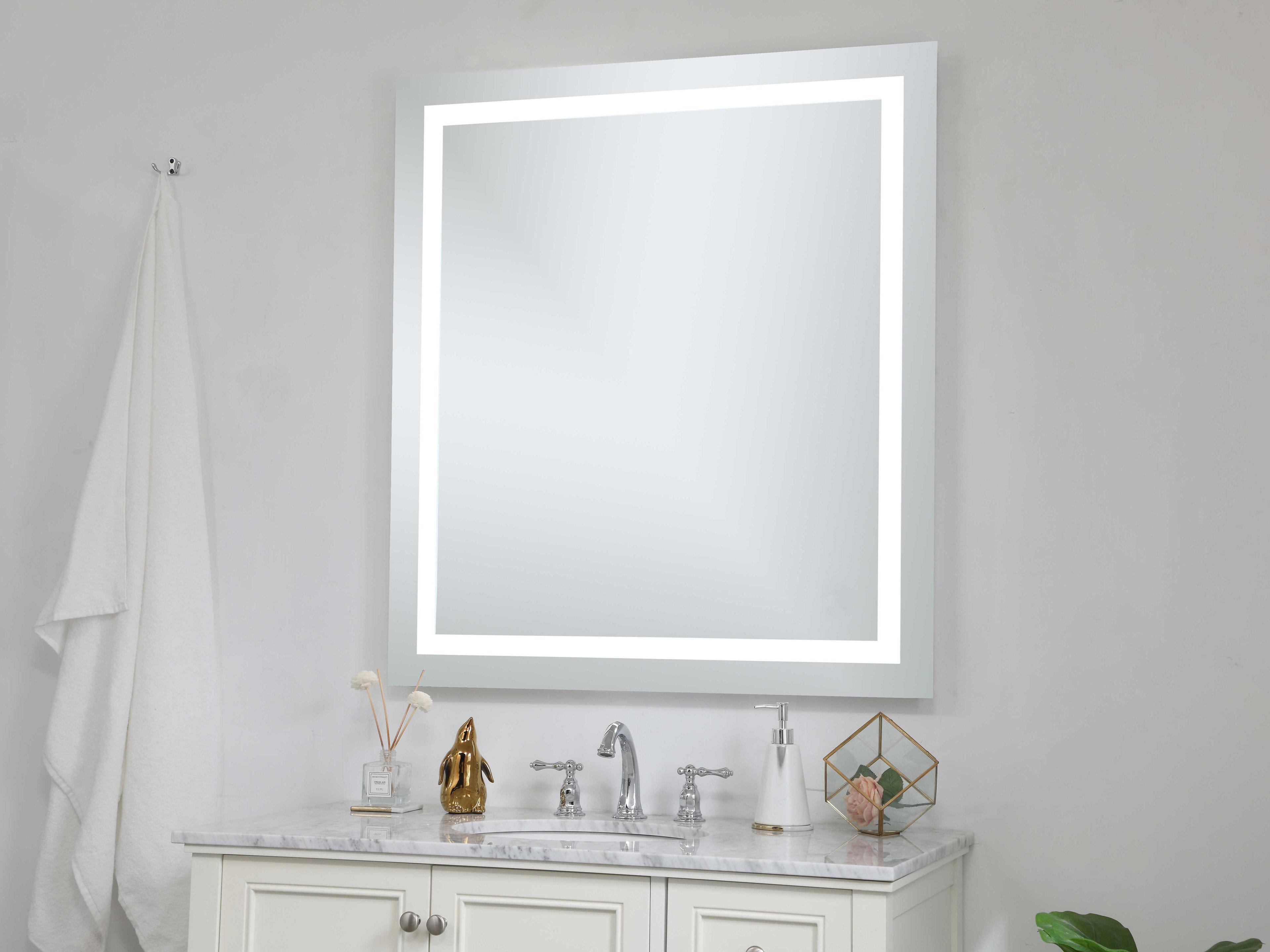 Elegant Lighting Nova Silver Rectangular LED Wall Mirror