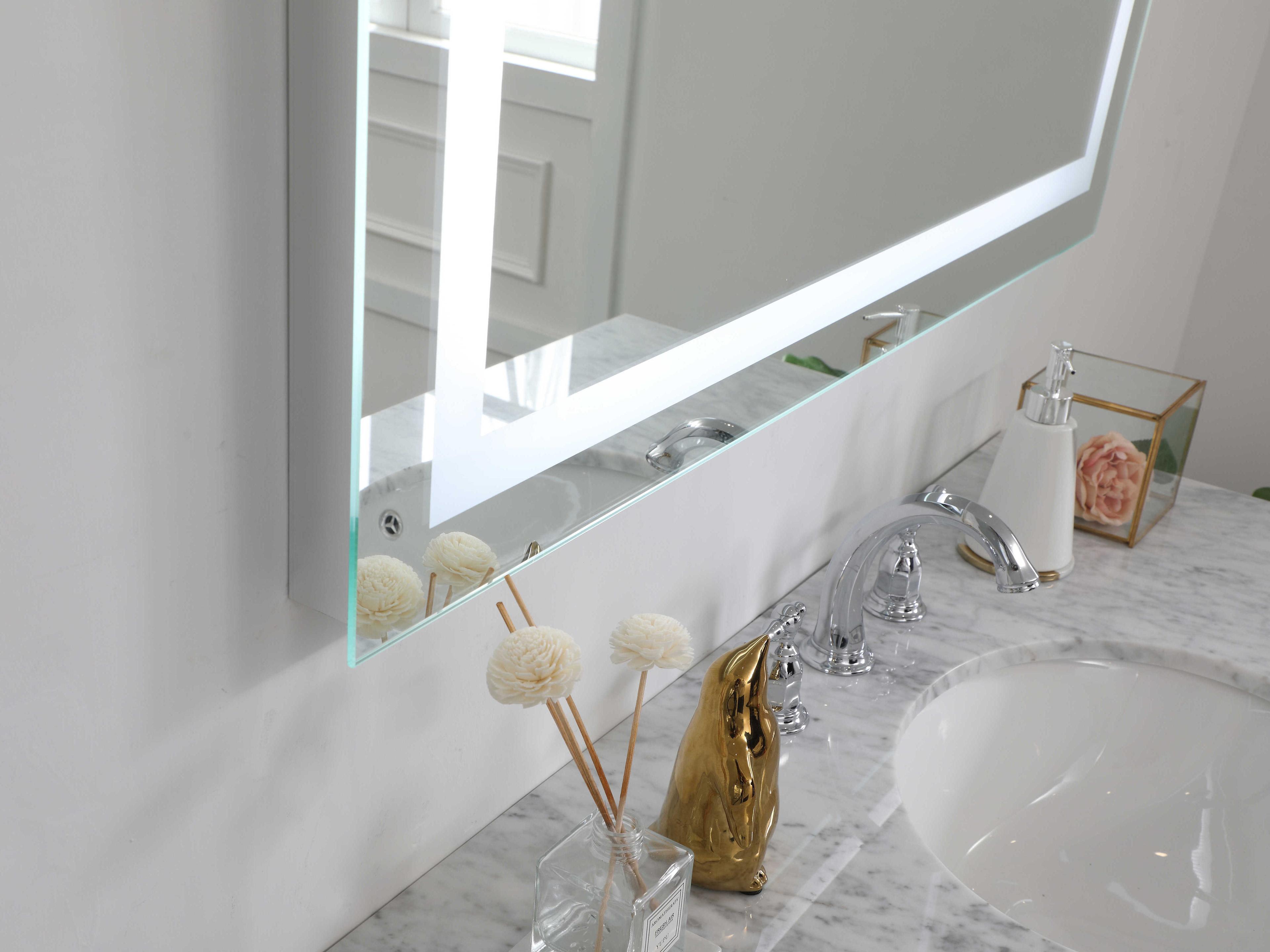 Elegant Lighting Nova Silver Rectangular LED Wall Mirror