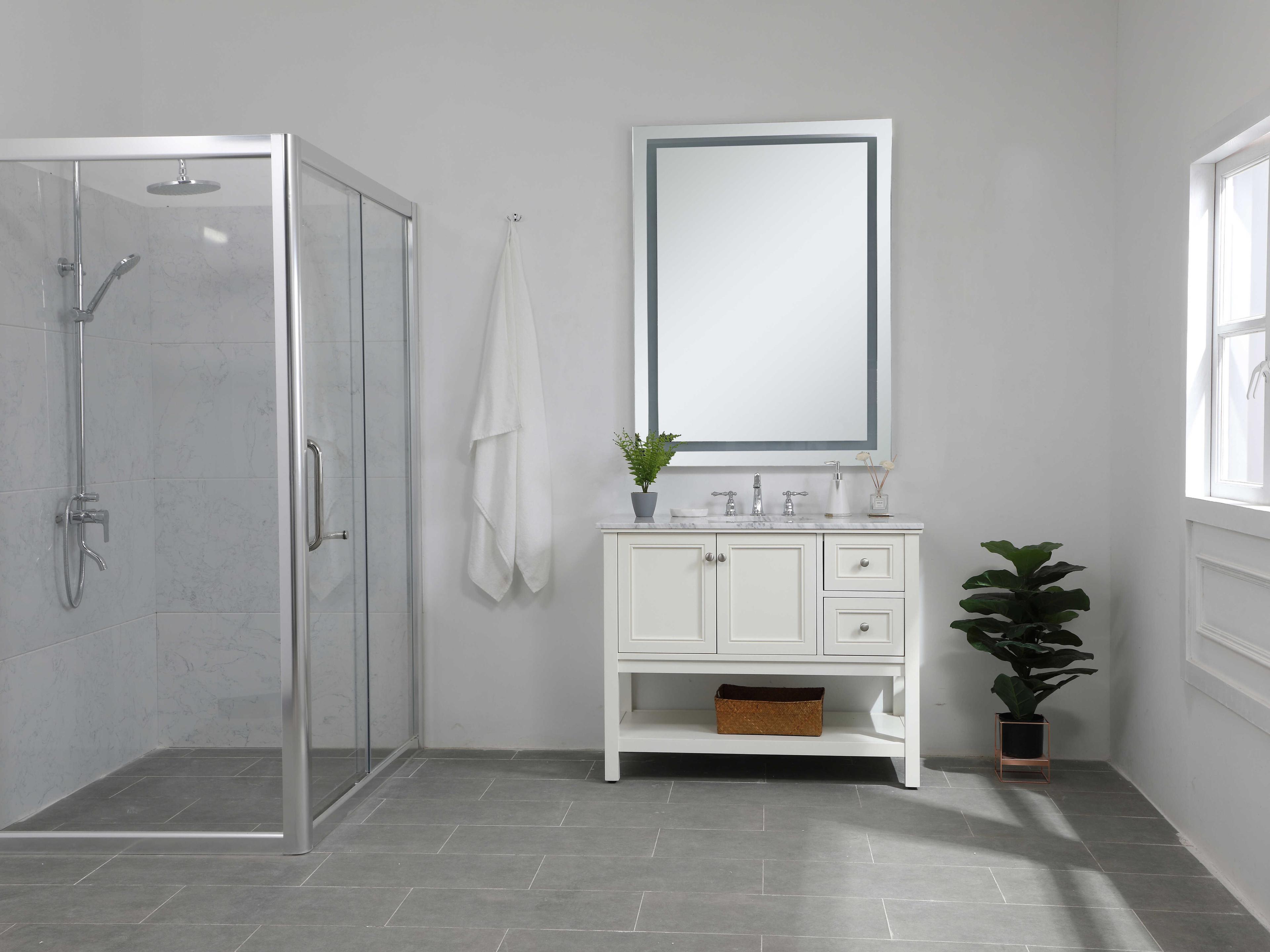 Elegant Lighting Nova Silver Rectangular LED Wall Mirror