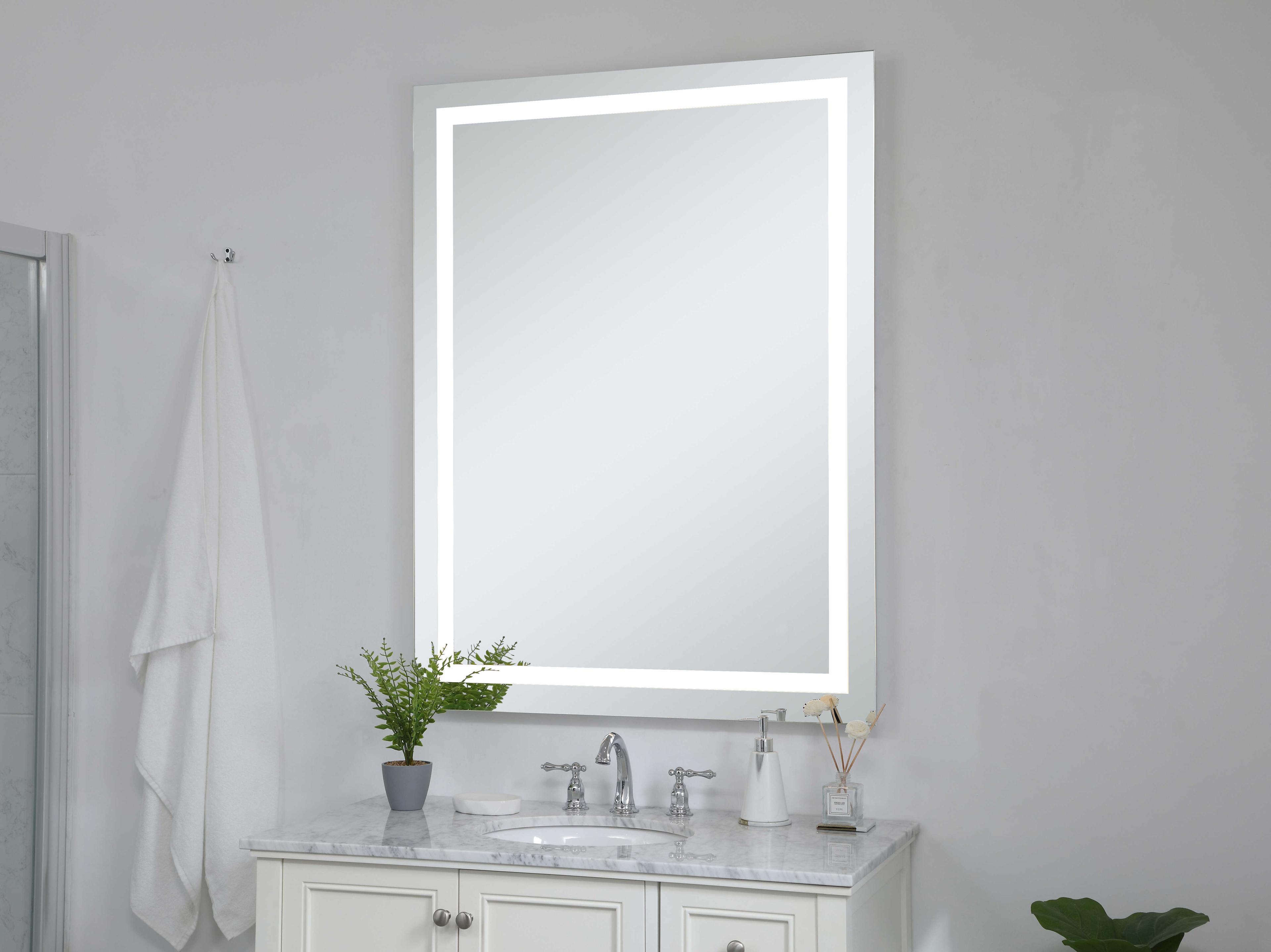 Elegant Lighting Nova Silver Rectangular LED Wall Mirror