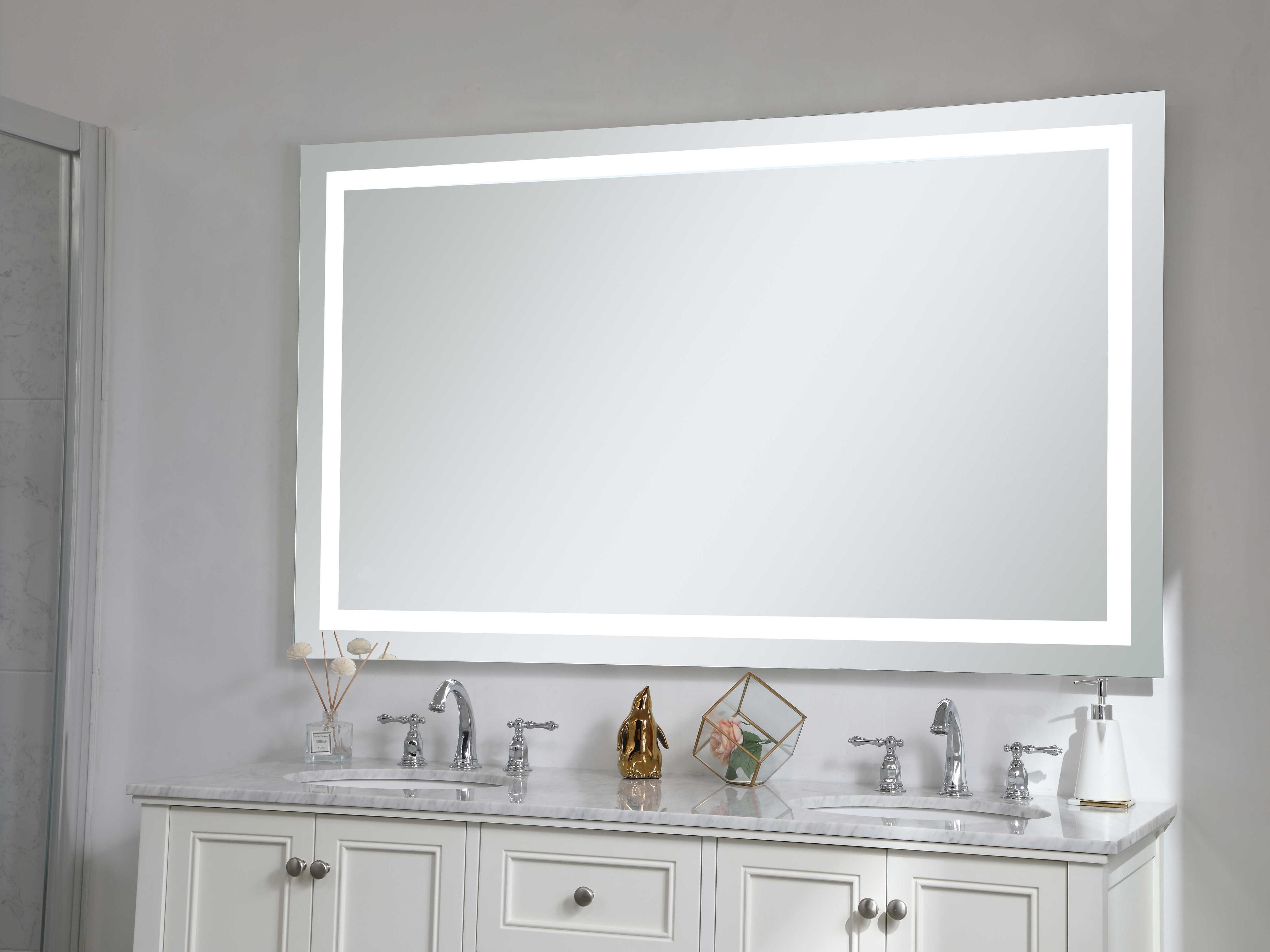 Elegant Lighting Nova Silver Rectangular LED Wall Mirror