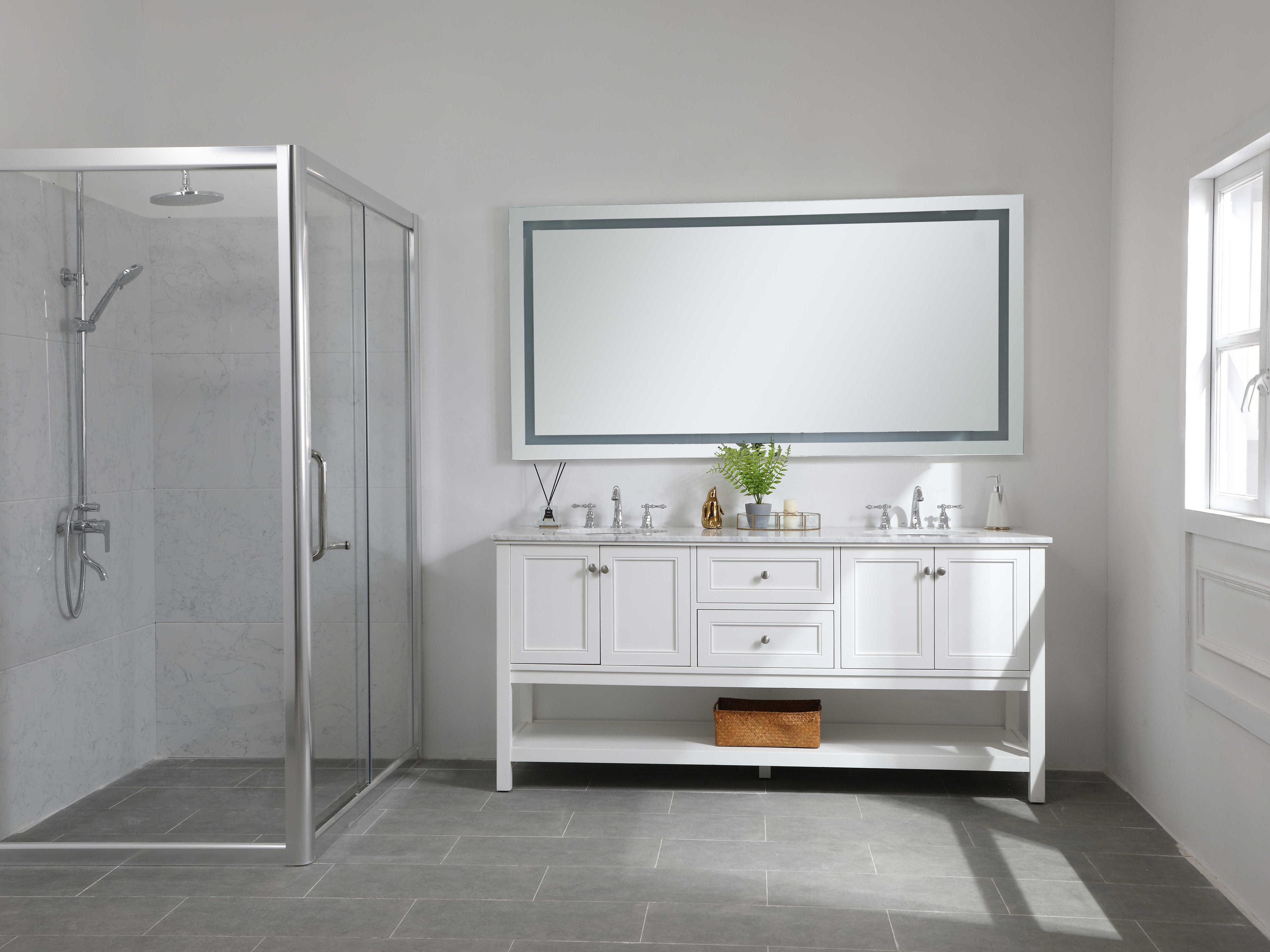 Elegant Lighting Nova Silver Rectangular LED Wall Mirror