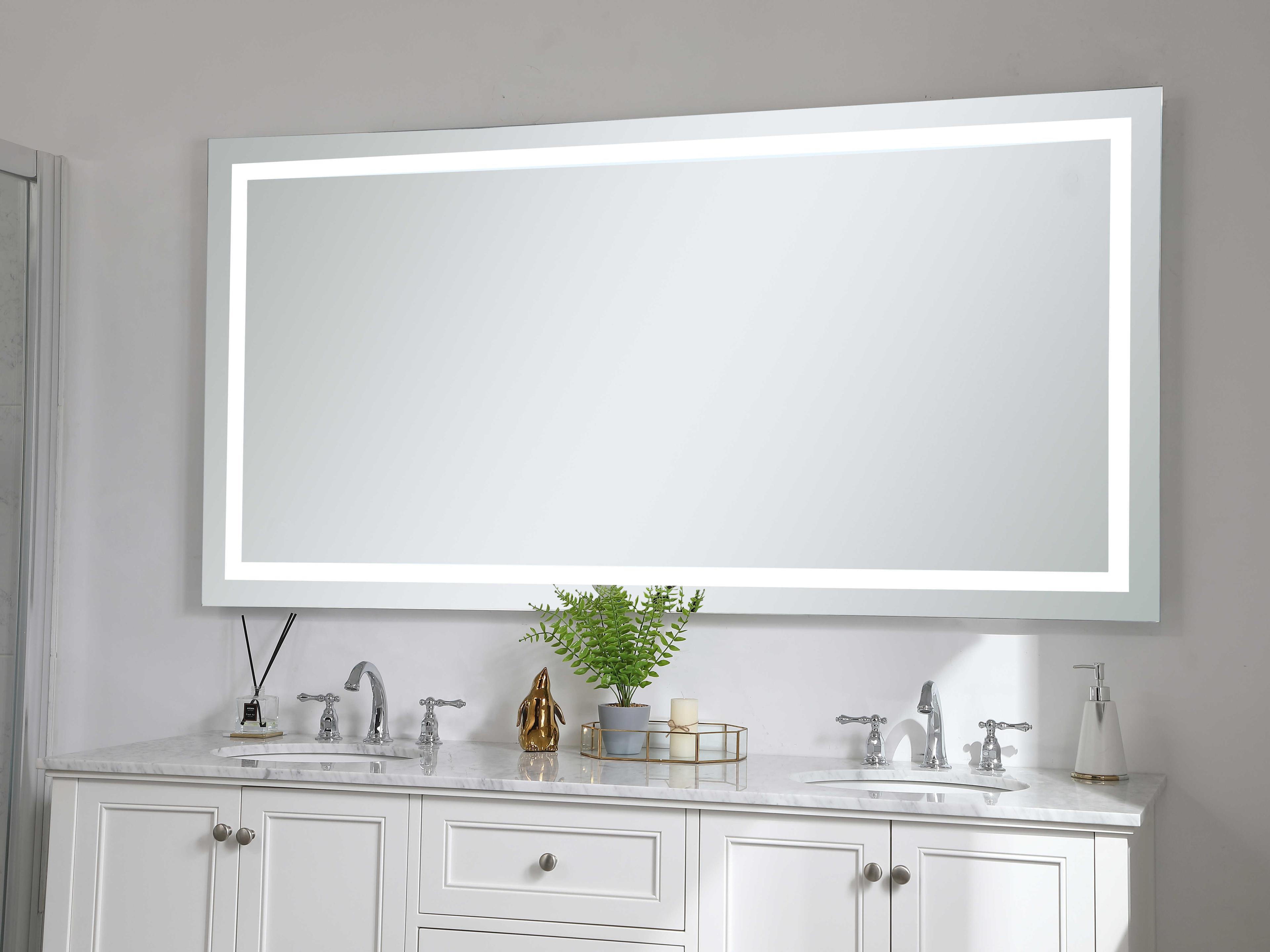 Elegant Lighting Nova Silver Rectangular LED Wall Mirror