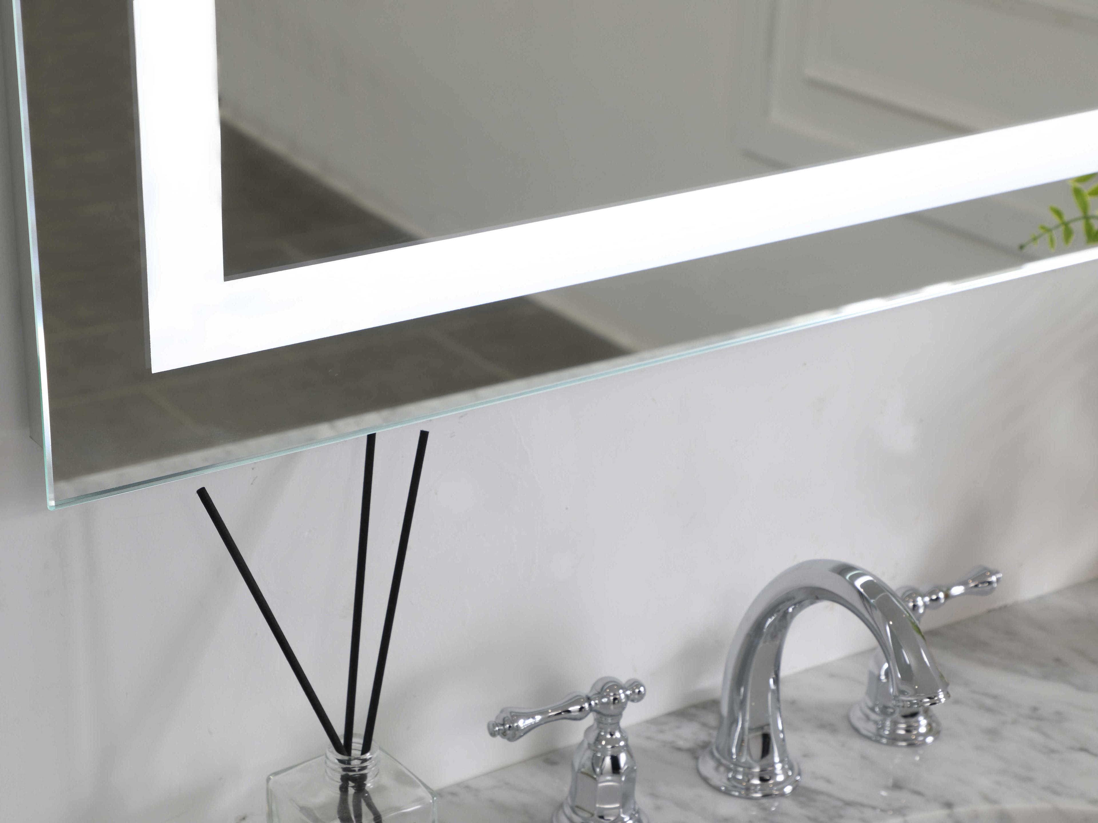 Elegant Lighting Nova Silver Rectangular LED Wall Mirror